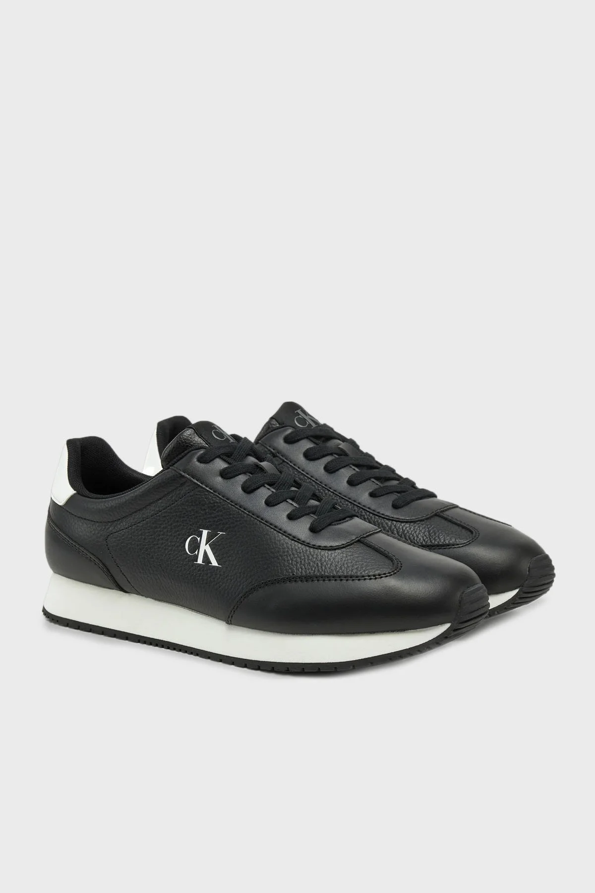 Calvin Klein Deri Logolu Sneaker YM0YM011870GN Erkek Ayakkabı YM0YM01187 0GN SİYAH-BEYAZ - 7