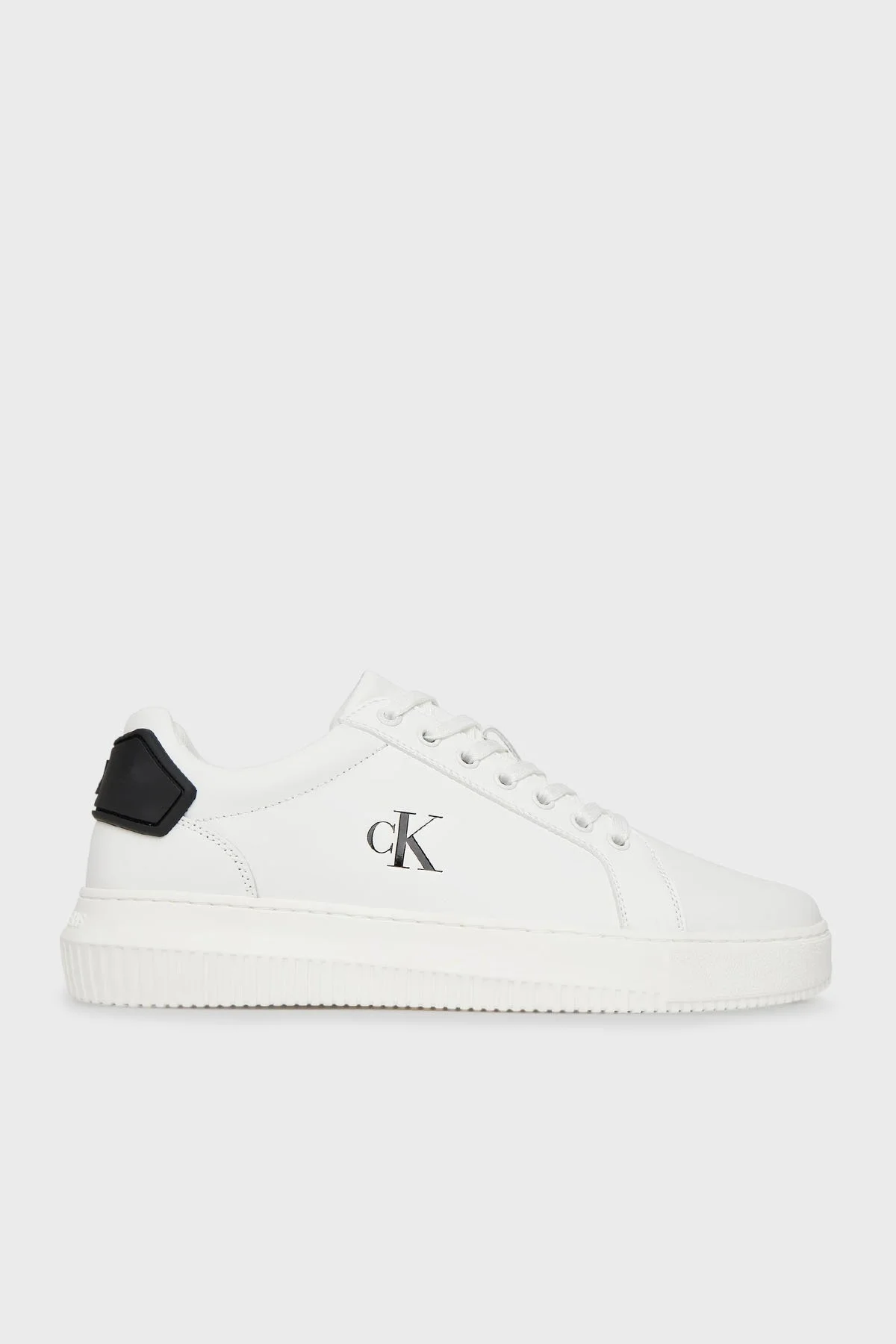 Calvin Klein Deri Logolu Sneaker YM0YM0129601W Erkek Ayakkabı YM0YM01296 01W BEYAZ-SİYAH - 1
