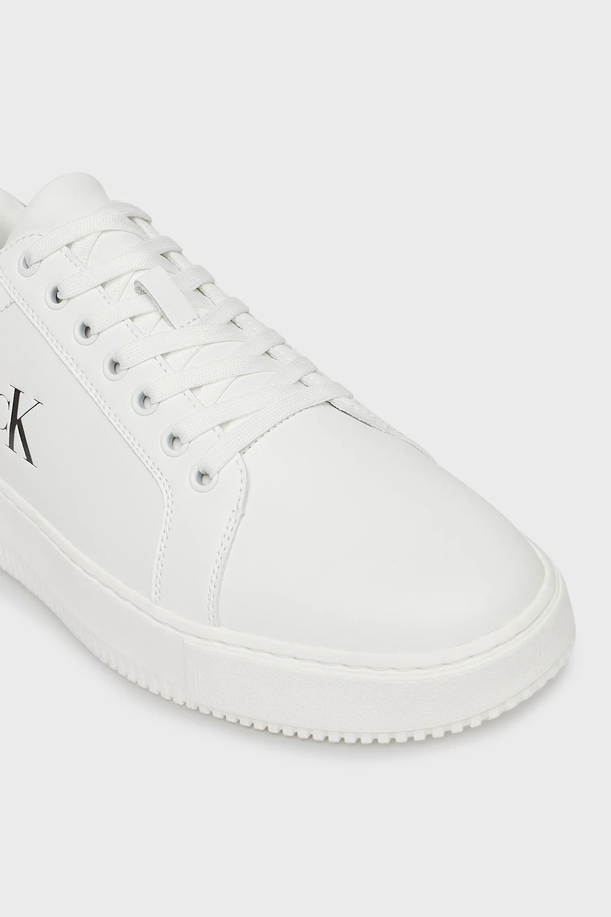 Calvin Klein Deri Logolu Sneaker YM0YM0129601W Erkek Ayakkabı YM0YM01296 01W BEYAZ-SİYAH - 5