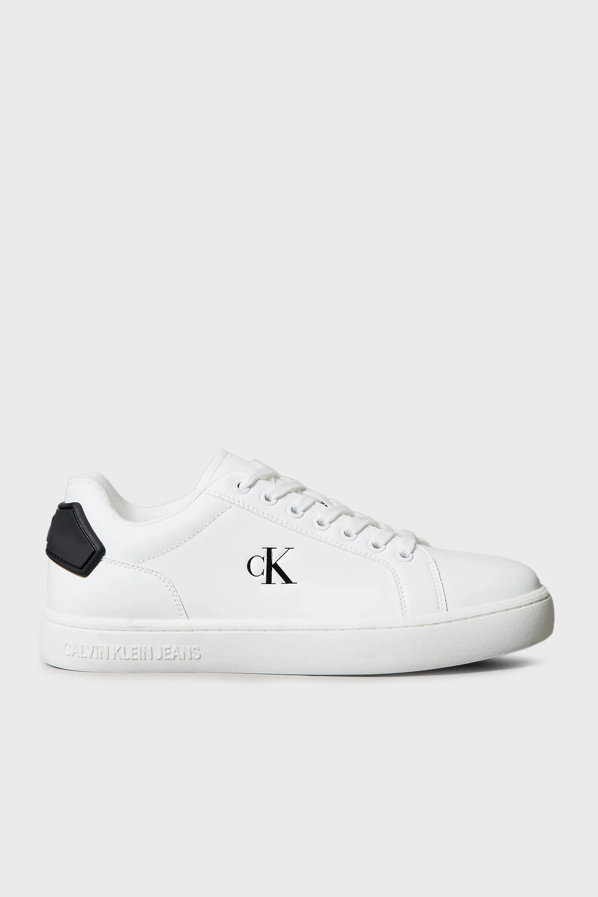 Calvin Klein Deri Logolu Sneaker YM0YM0129701W Erkek Ayakkabı YM0YM01297 01W BEYAZ-SİYAH - 1