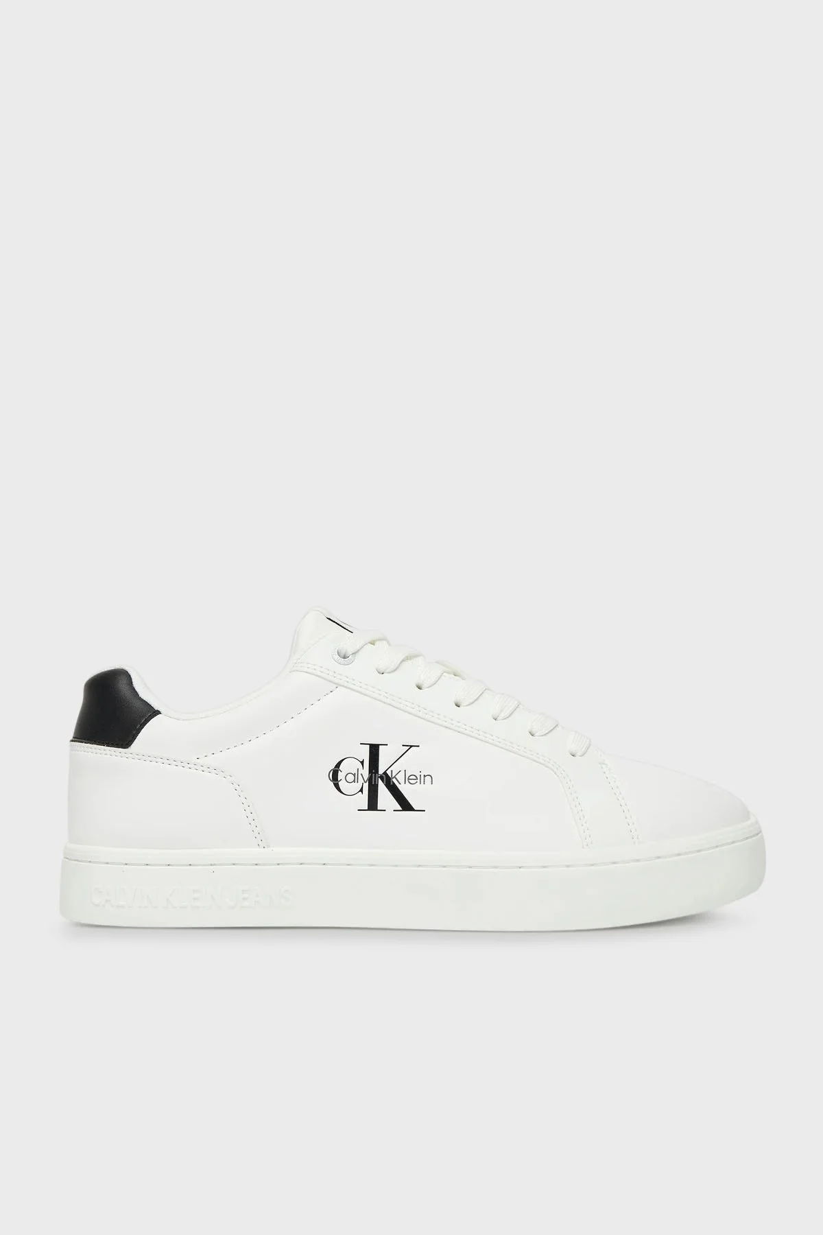 Calvin Klein Deri Logolu Sneaker YM0YM0136901W Erkek Ayakkabı YM0YM01369 01W BEYAZ-SİYAH - 1