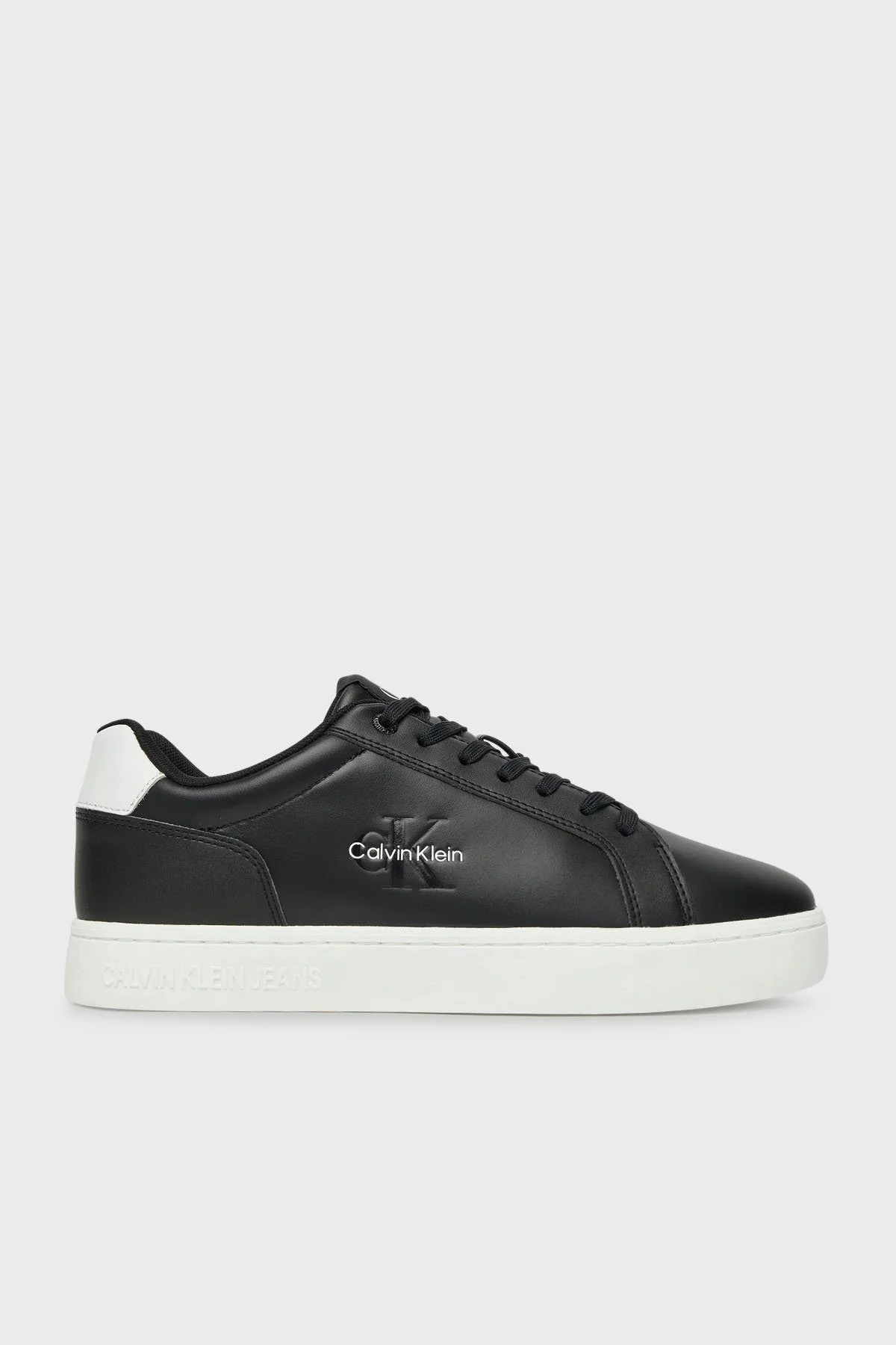 Calvin Klein Deri Logolu Sneaker YM0YM013690GM Erkek Ayakkabı YM0YM01369 0GM SİYAH-BEYAZ - 1