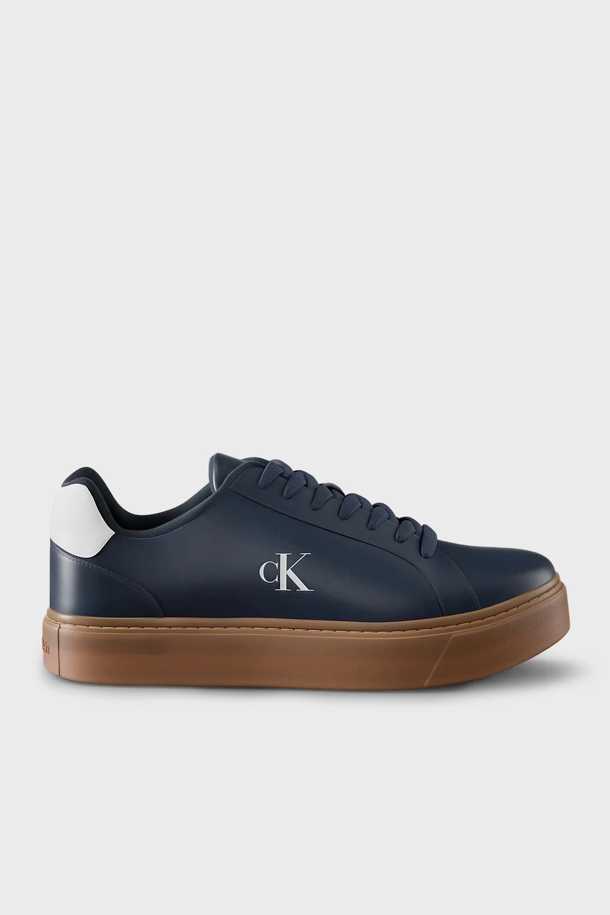Calvin Klein Deri Logolu Sneaker YM0YM014350ZV Erkek Ayakkabı YM0YM01435 0ZV LACİVERT-KAHVE - 1