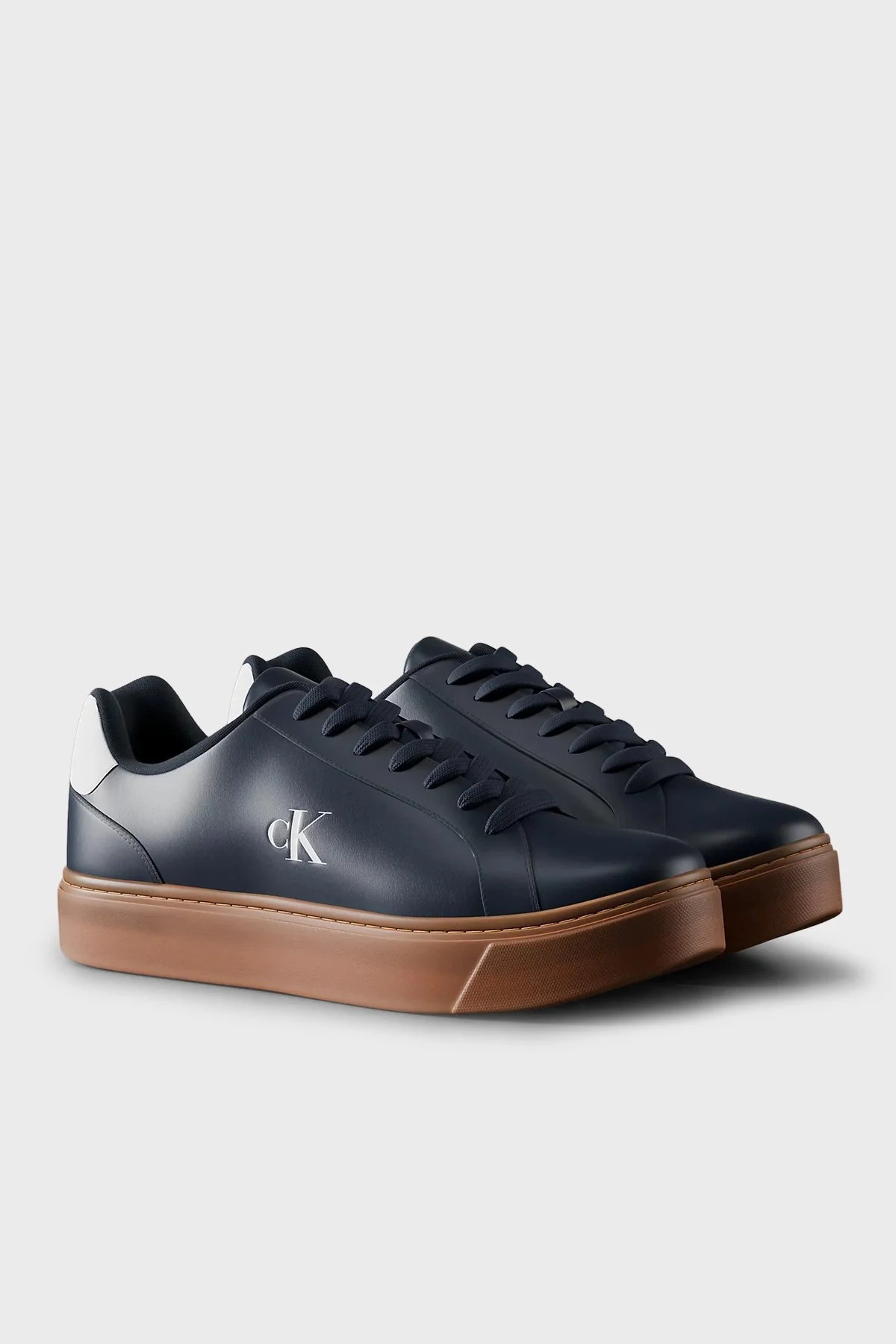 Calvin Klein Deri Logolu Sneaker YM0YM014350ZV Erkek Ayakkabı YM0YM01435 0ZV LACİVERT-KAHVE - 3