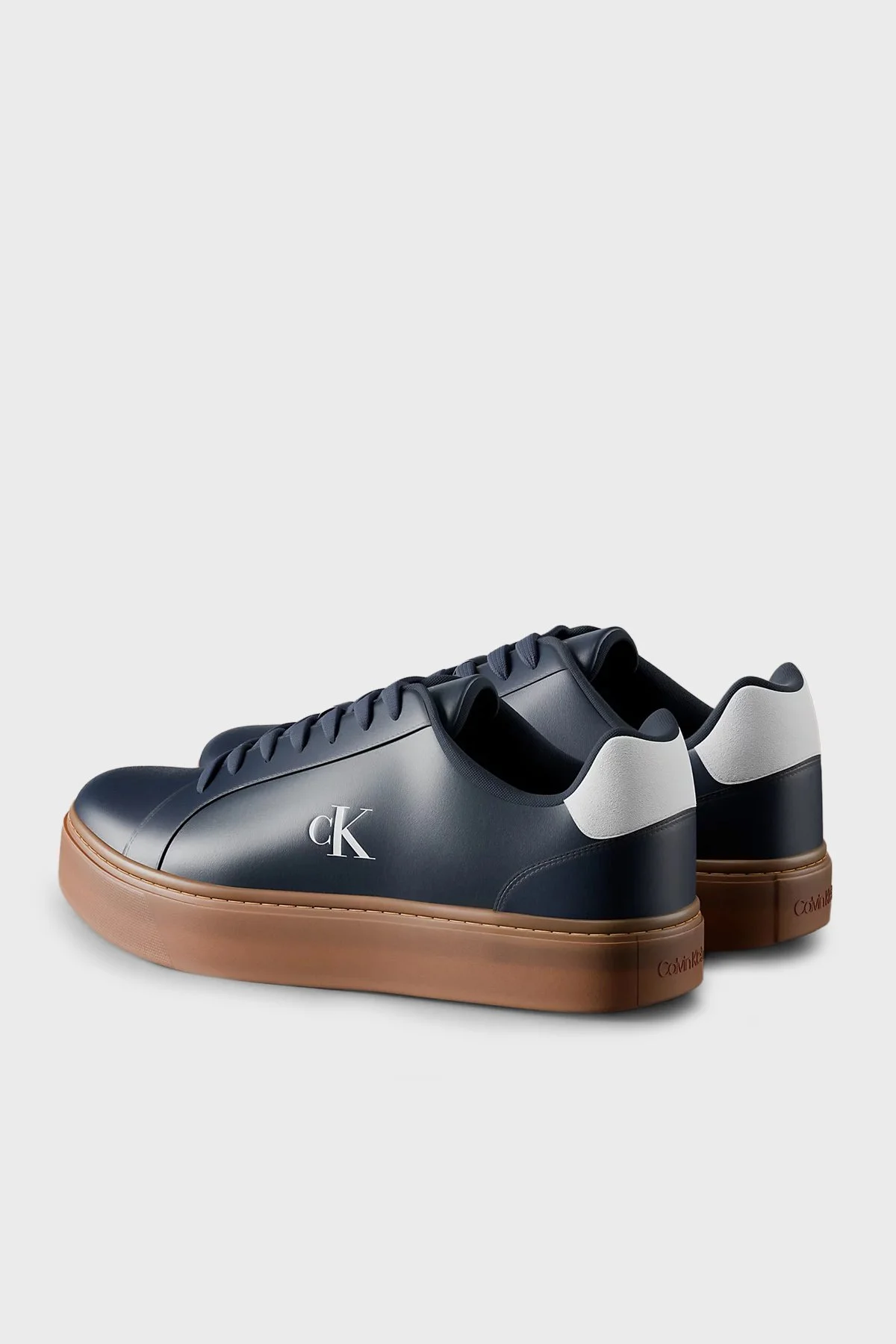 Calvin Klein Deri Logolu Sneaker YM0YM014350ZV Erkek Ayakkabı YM0YM01435 0ZV LACİVERT-KAHVE - 5