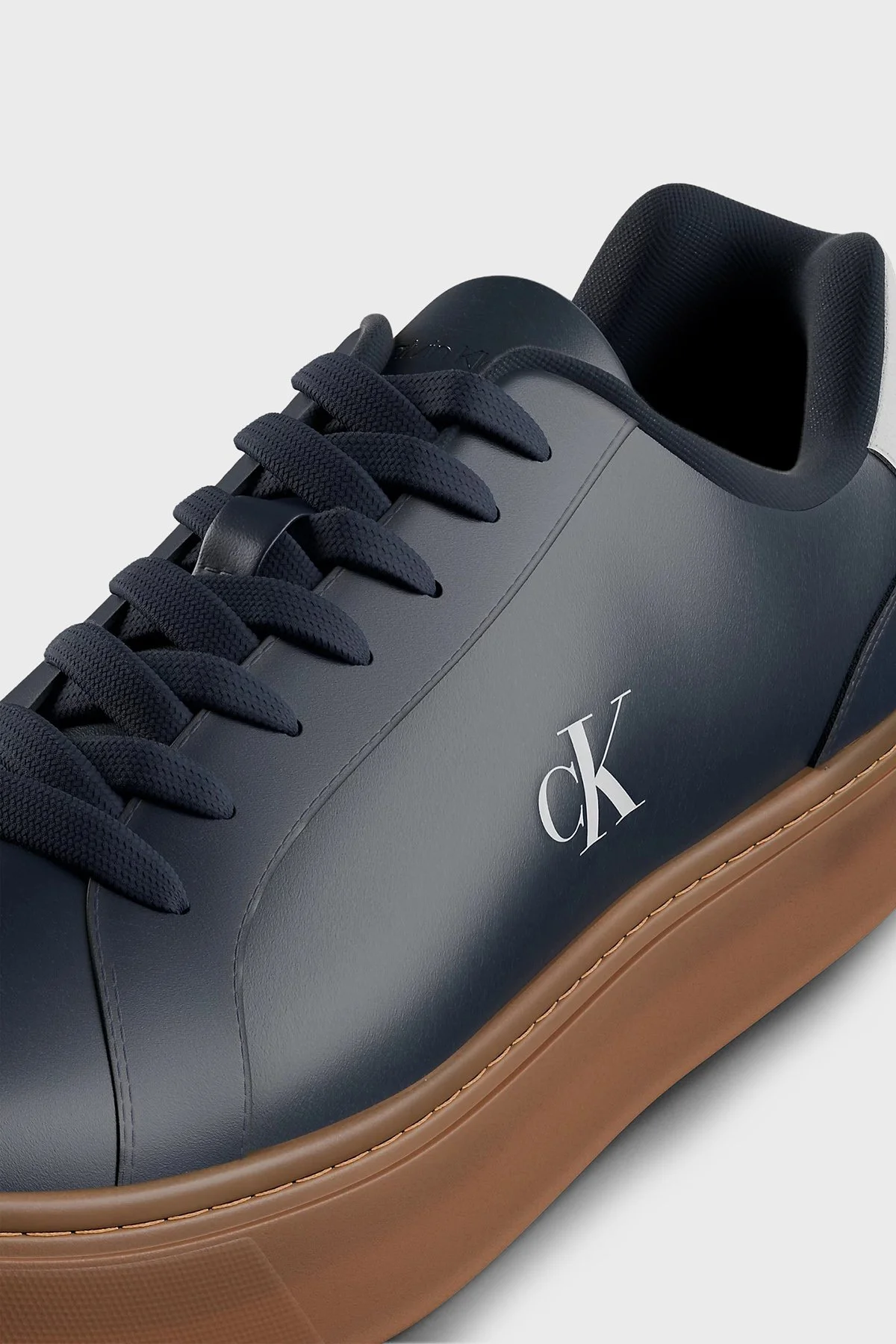 Calvin Klein Deri Logolu Sneaker YM0YM014350ZV Erkek Ayakkabı YM0YM01435 0ZV LACİVERT-KAHVE - 6