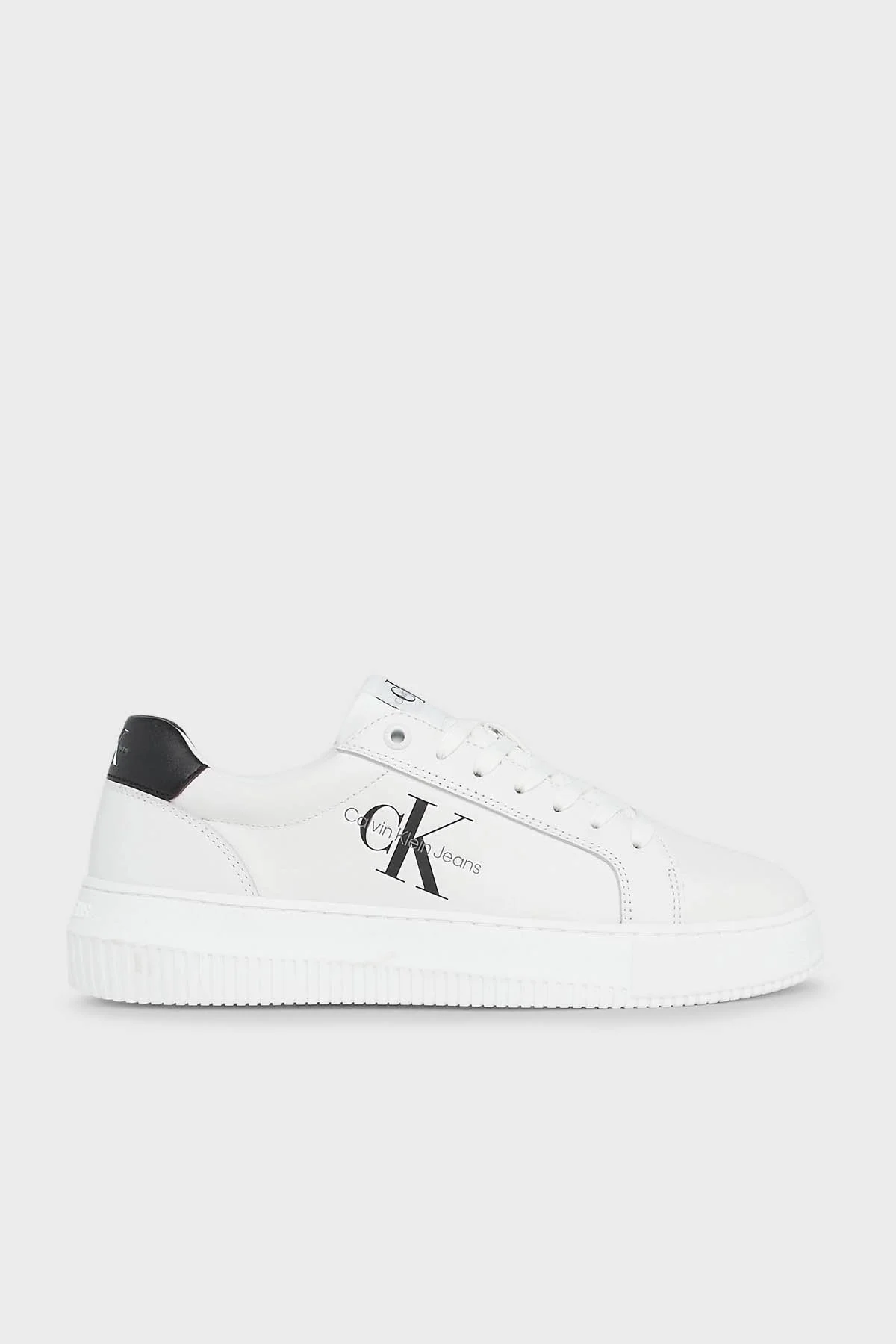 Calvin Klein Deri Logolu Sneaker YW0YW008230LB Bayan Ayakkabı YW0YW00823 0LB BEYAZ-SİYAH - 1