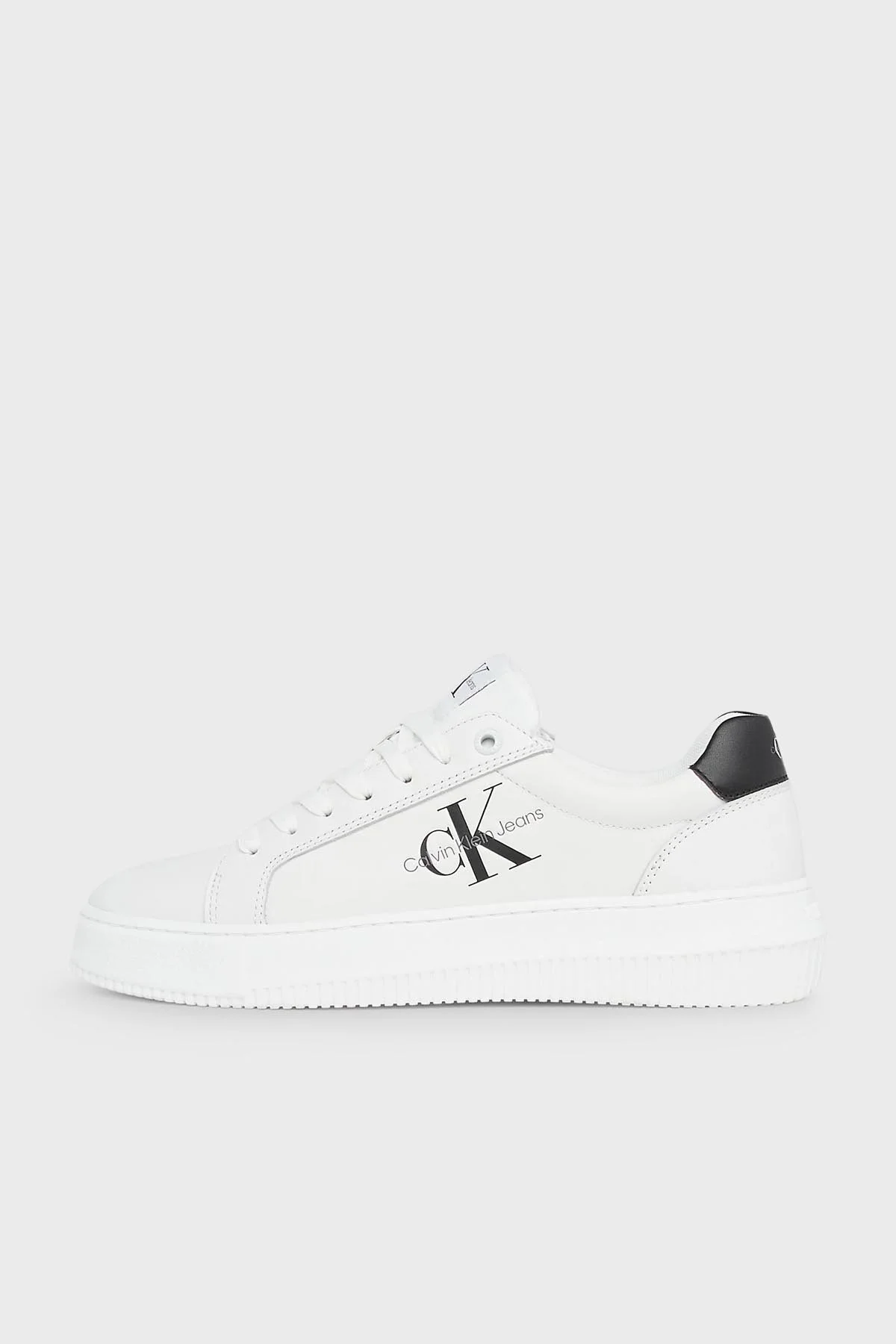 Calvin Klein Deri Logolu Sneaker YW0YW008230LB Bayan Ayakkabı YW0YW00823 0LB BEYAZ-SİYAH - 2