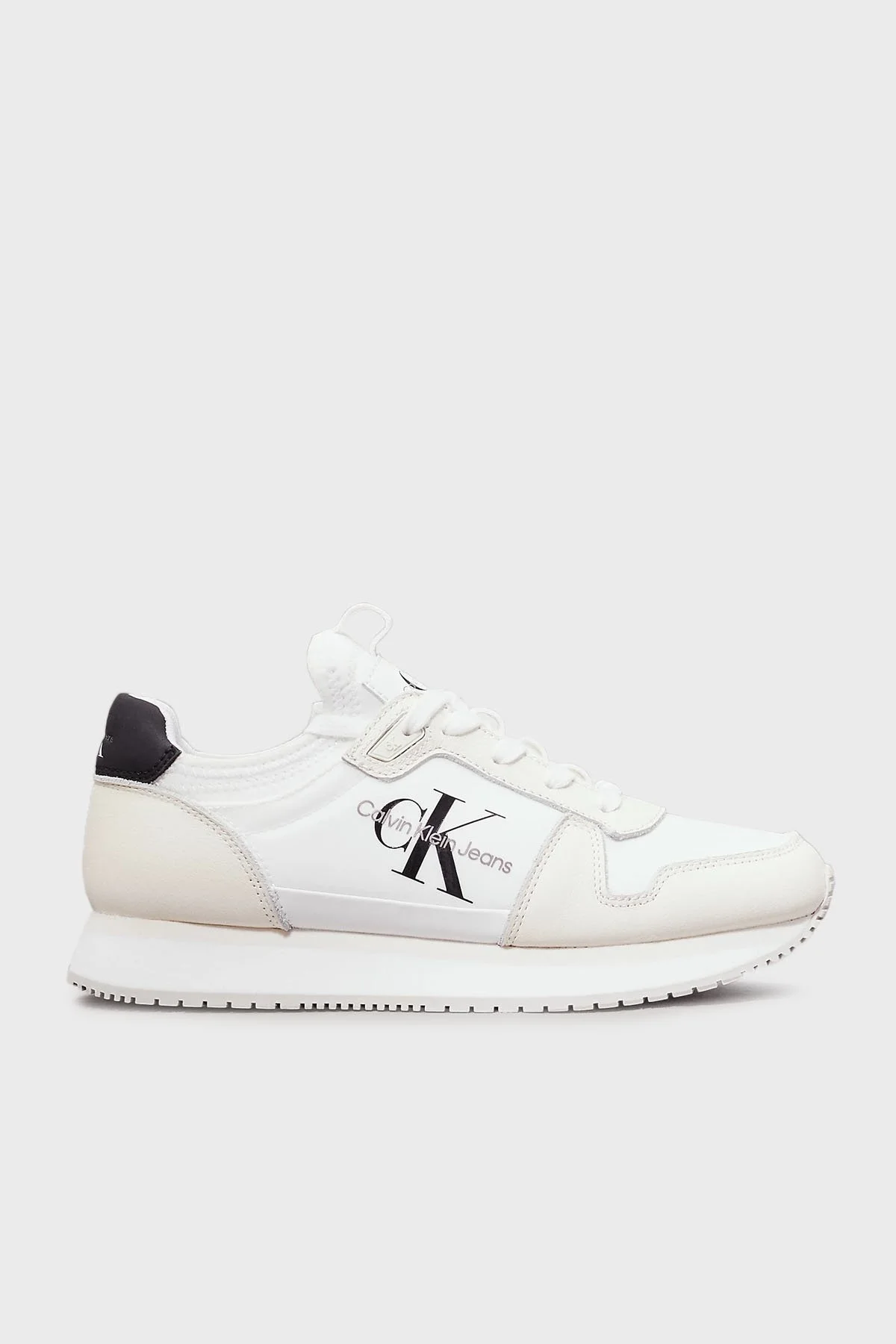 Calvin Klein Deri Logolu Sneaker YW0YW0161601W Bayan Ayakkabı YW0YW01616 01W BEYAZ-SİYAH - 8
