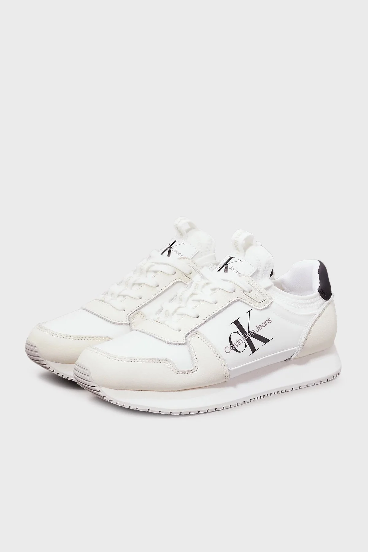 Calvin Klein Deri Logolu Sneaker YW0YW0161601W Bayan Ayakkabı YW0YW01616 01W BEYAZ-SİYAH - 10