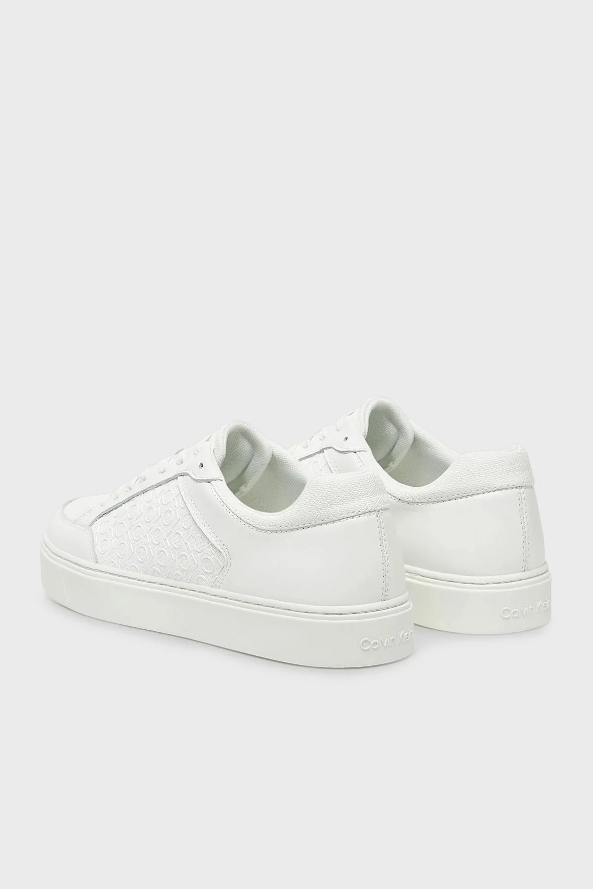 Calvin Klein Deri Monogram Logo Baskılı Sneaker HM0HM018990K4 Erkek Ayakkabı HM0HM01899 0K4 BEYAZ - 4