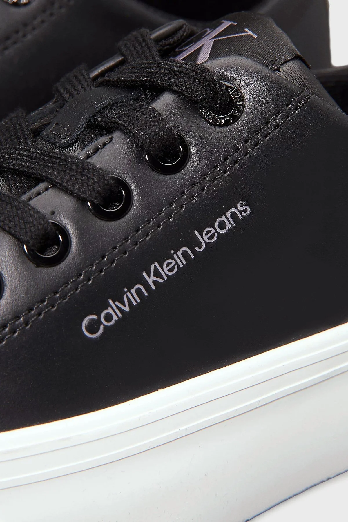 Calvin Klein Deri Platform Sneaker YW0YW017710GM Bayan Ayakkabı YW0YW01771 0GM SİYAH-BEYAZ - 12