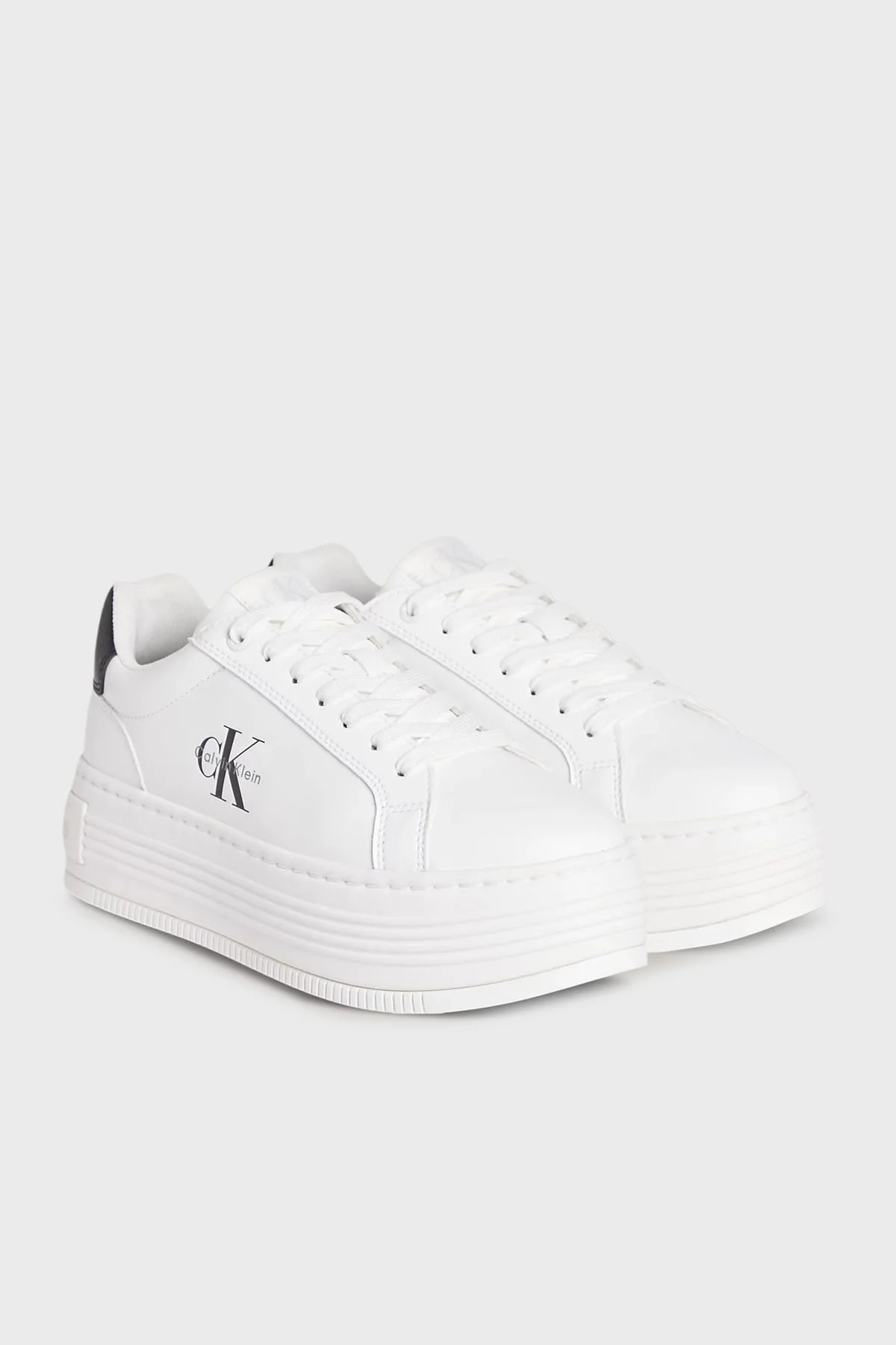 Calvin Klein Deri Platform Sneaker YW0YW0187801W Bayan Ayakkabı YW0YW01878 01W BEYAZ-SİYAH - 2