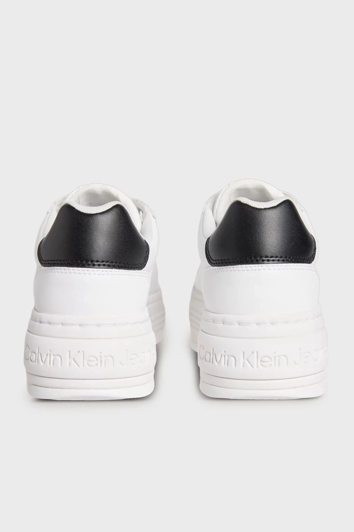 Calvin Klein Deri Platform Sneaker YW0YW0187801W Bayan Ayakkabı YW0YW01878 01W BEYAZ-SİYAH - 4