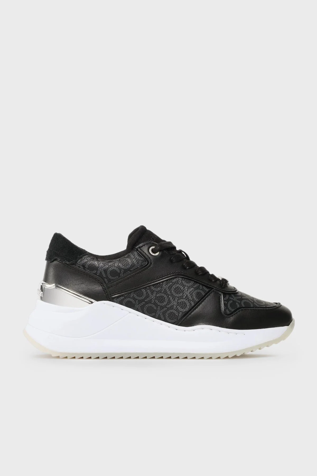 Calvin Klein Logolu Kalın Tabanlı Deri Sneaker HW0HW014390GN Bayan Ayakkabı HW0HW01439 0GN SİYAH - 1