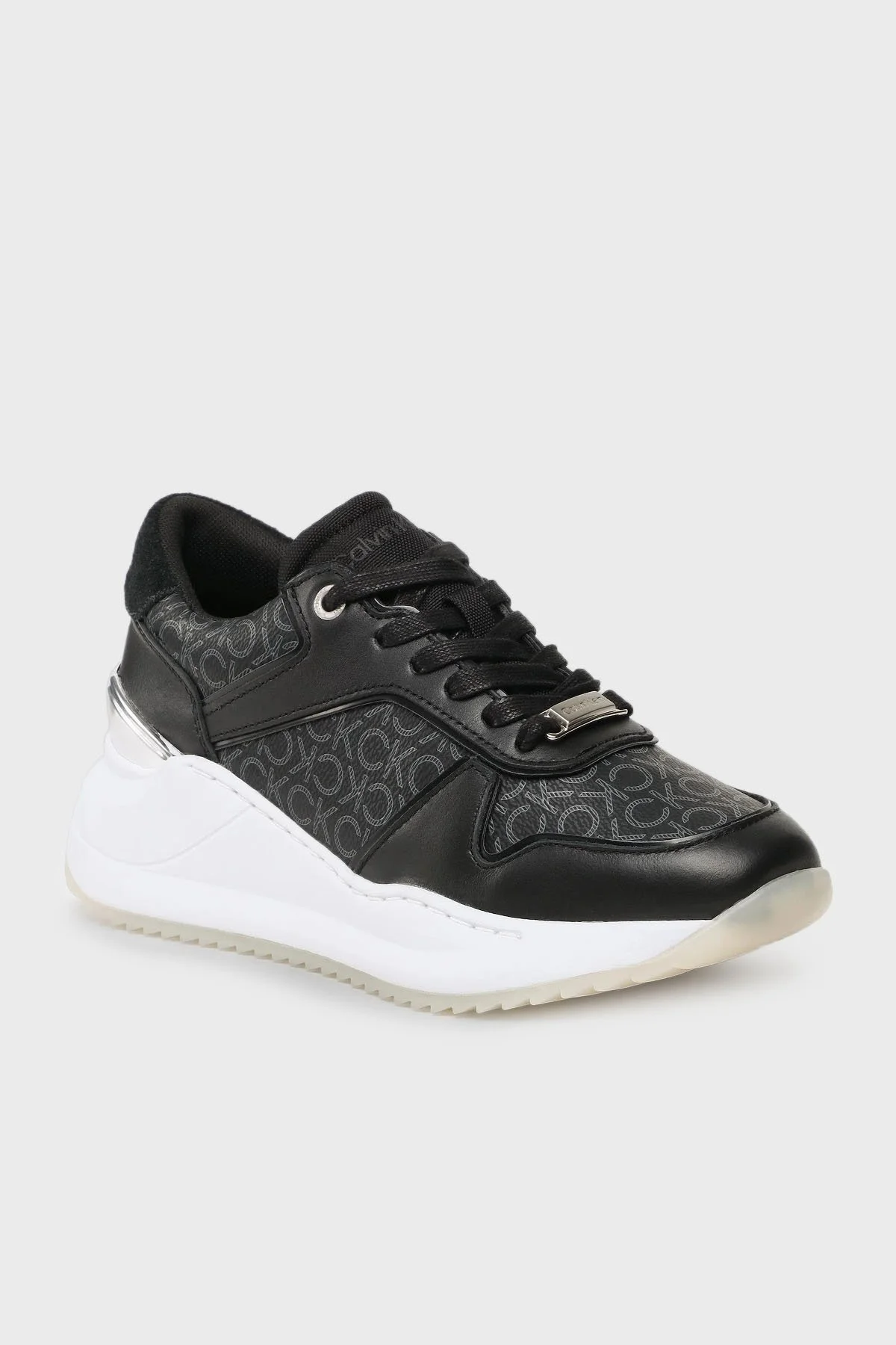 Calvin Klein Logolu Kalın Tabanlı Deri Sneaker HW0HW014390GN Bayan Ayakkabı HW0HW01439 0GN SİYAH - 2