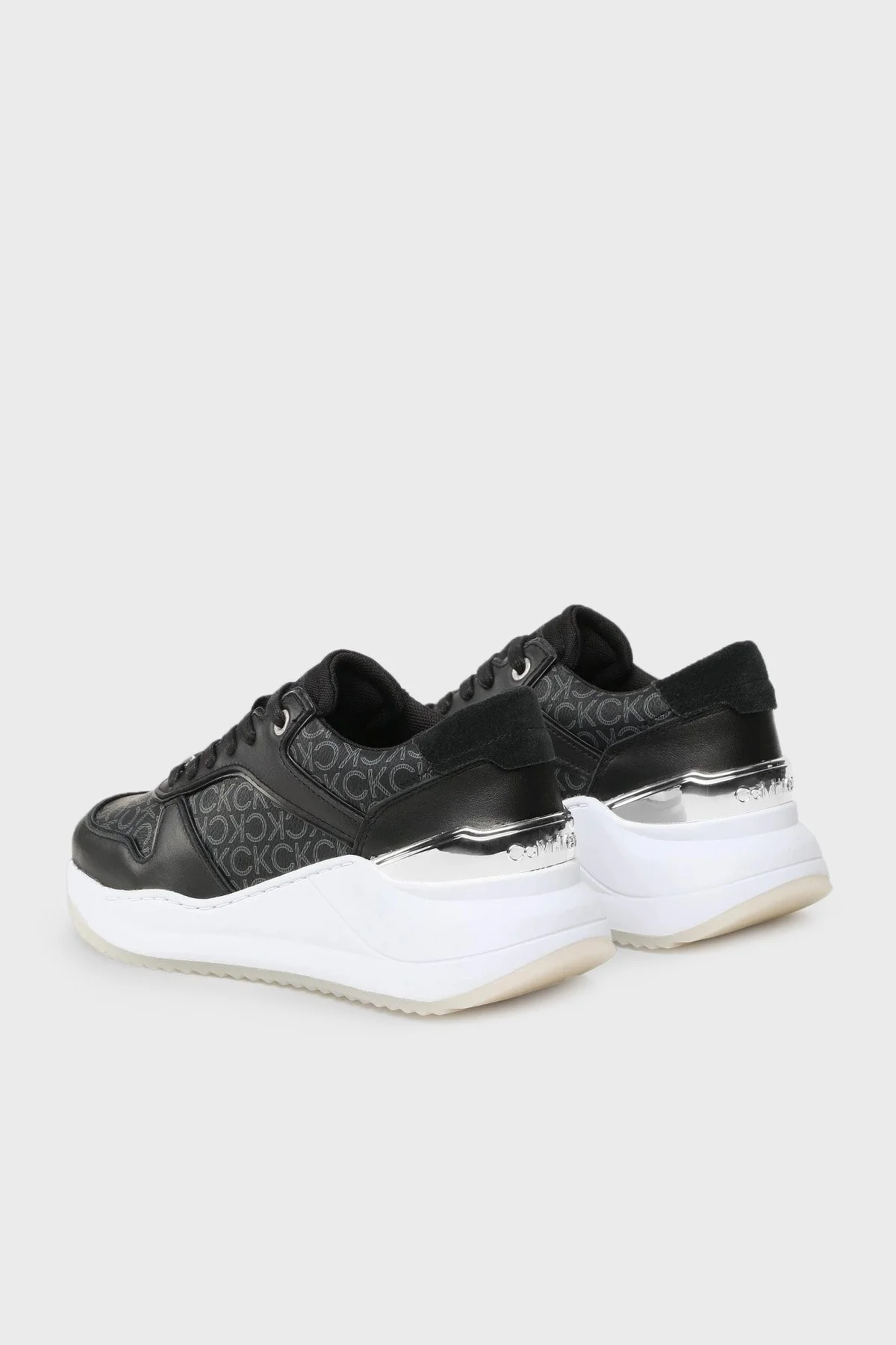 Calvin Klein Logolu Kalın Tabanlı Deri Sneaker HW0HW014390GN Bayan Ayakkabı HW0HW01439 0GN SİYAH - 3