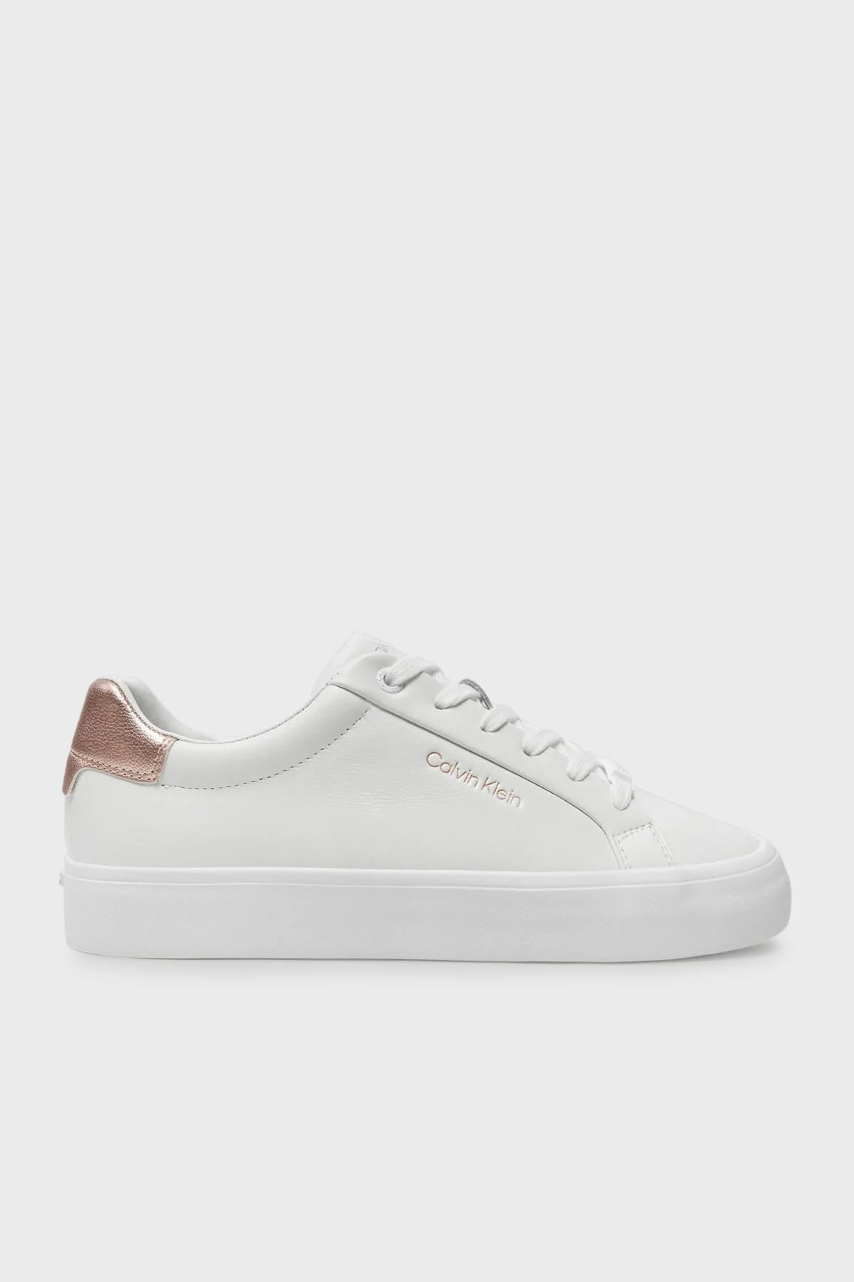 Calvin Klein Deri Sneaker HW0HW021040K6 Bayan Ayakkabı HW0HW02104 0K6 BEYAZ - 1