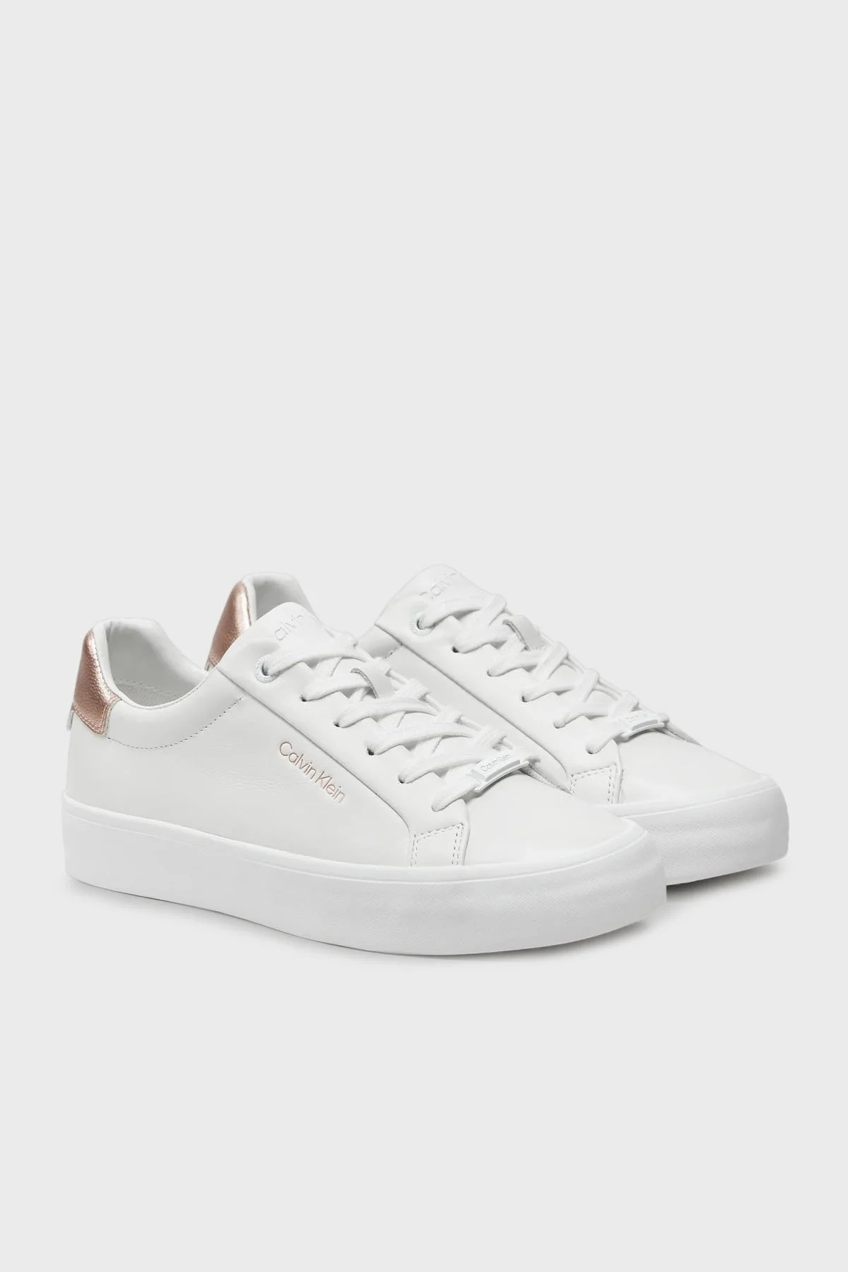 Calvin Klein Deri Sneaker HW0HW021040K6 Bayan Ayakkabı HW0HW02104 0K6 BEYAZ - 2
