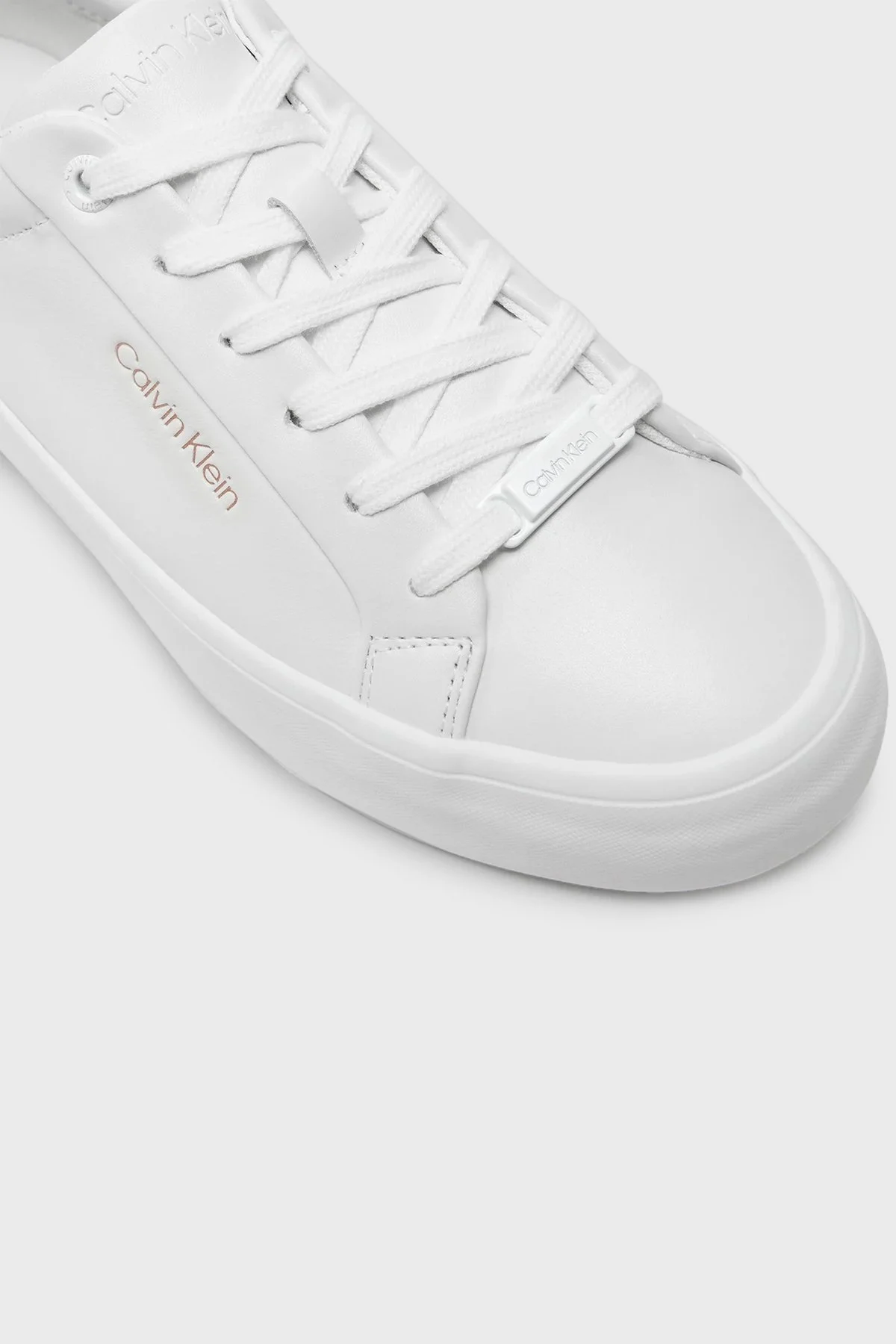 Calvin Klein Deri Sneaker HW0HW021040K6 Bayan Ayakkabı HW0HW02104 0K6 BEYAZ - 6