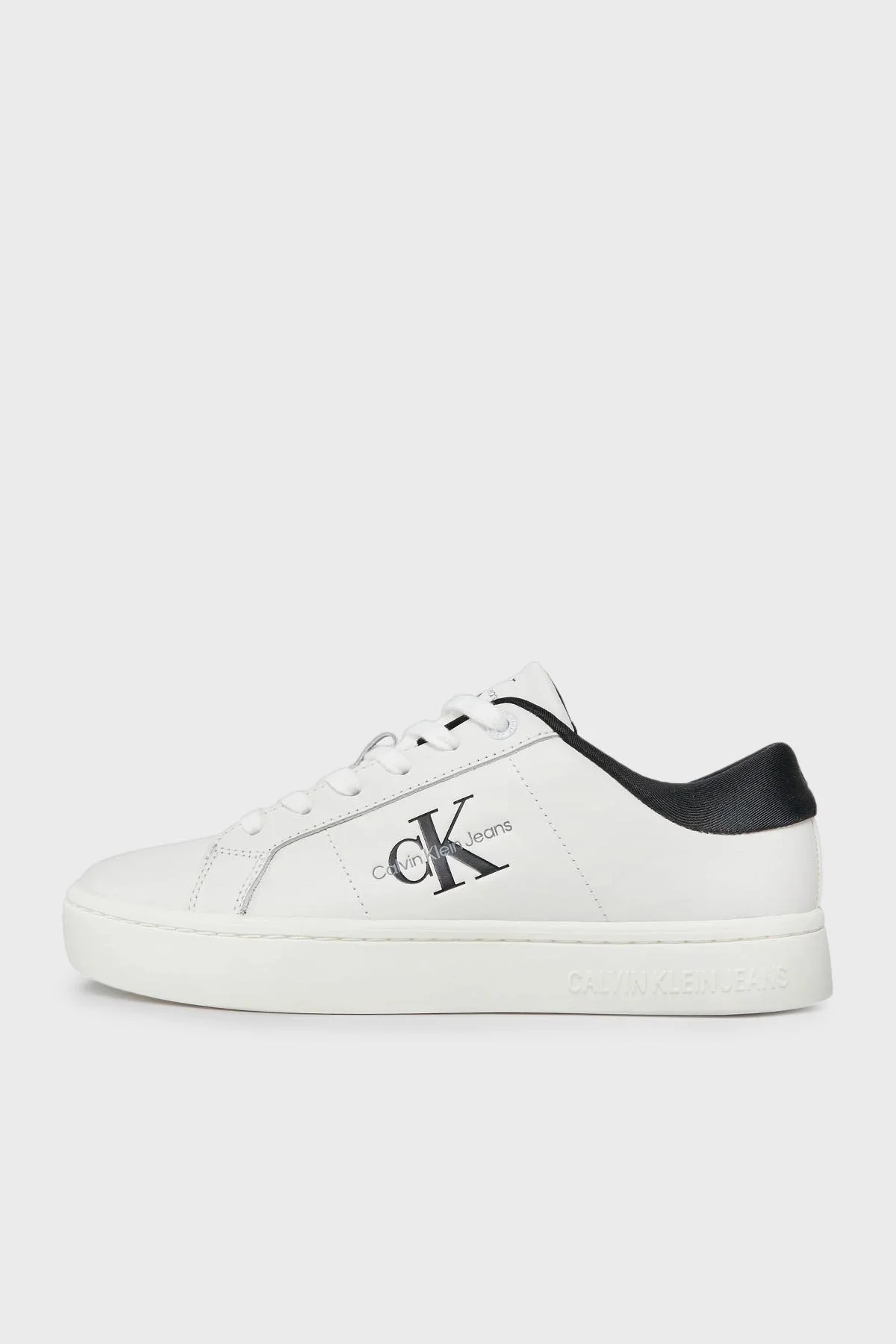 Calvin Klein Deri Sneaker YW0YW014440GM Bayan Ayakkabı YW0YW01444 0GM SİYAH-BEYAZ - 8