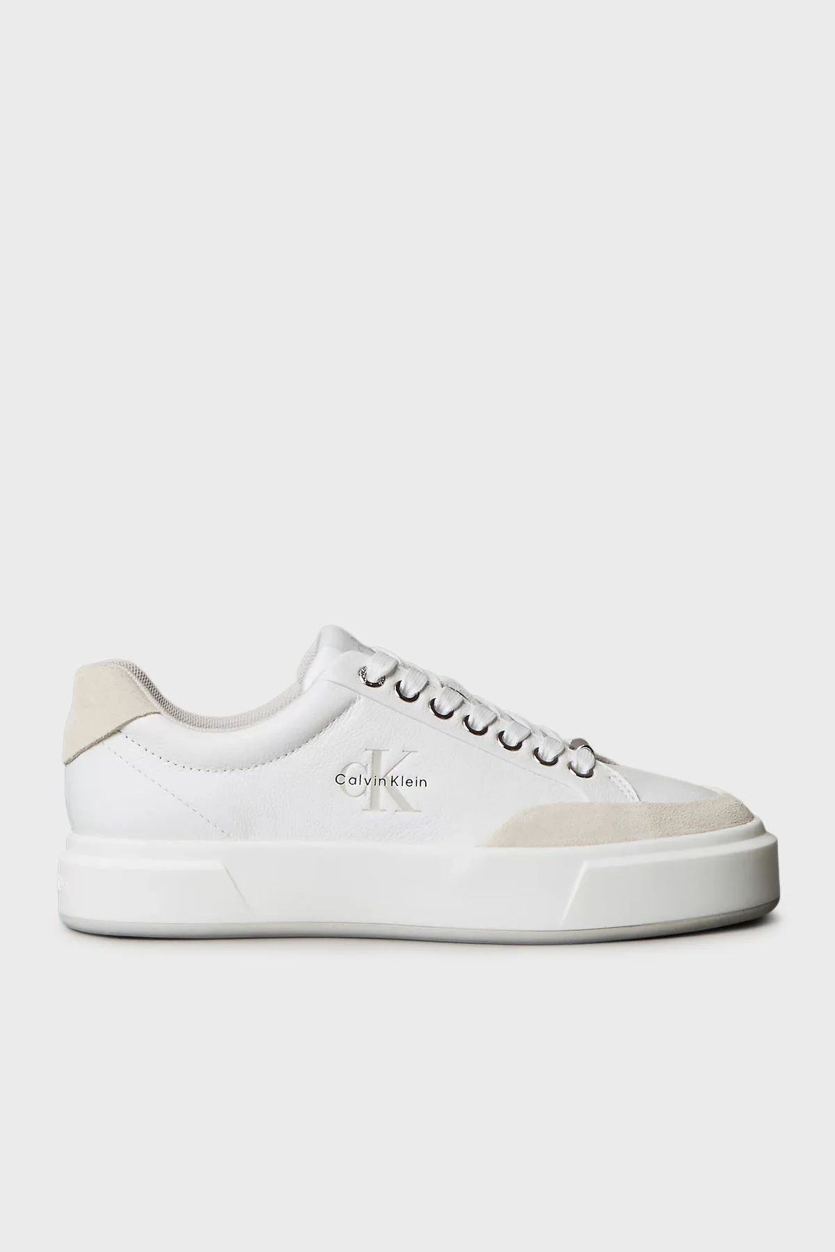 Calvin Klein Deri Süet Detaylı Sneaker YW0YW020230K7 Bayan Ayakkabı YW0YW02023 0K7 BEYAZ - 1