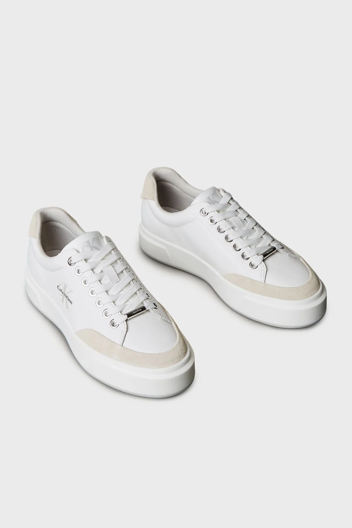 Calvin Klein Deri Süet Detaylı Sneaker YW0YW020230K7 Bayan Ayakkabı YW0YW02023 0K7 BEYAZ - 3