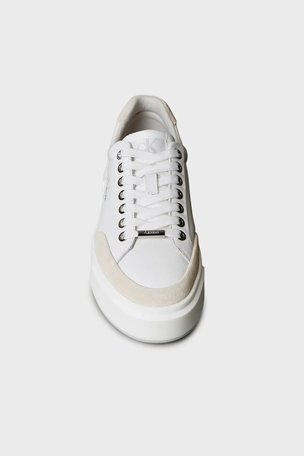 Calvin Klein Deri Süet Detaylı Sneaker YW0YW020230K7 Bayan Ayakkabı YW0YW02023 0K7 BEYAZ - 4