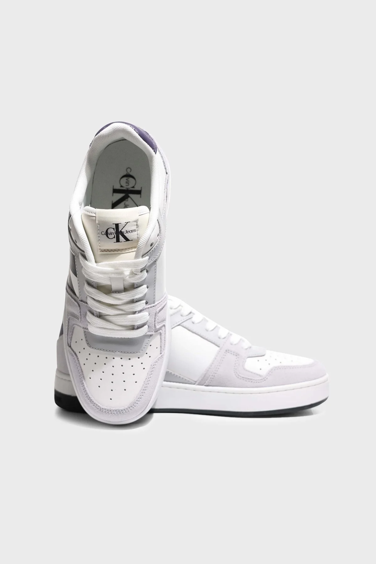 Calvin Klein Deri Süet Sneaker YW0YW010510K6 Bayan Ayakkabı YW0YW01051 0K6 BEYAZ - 6