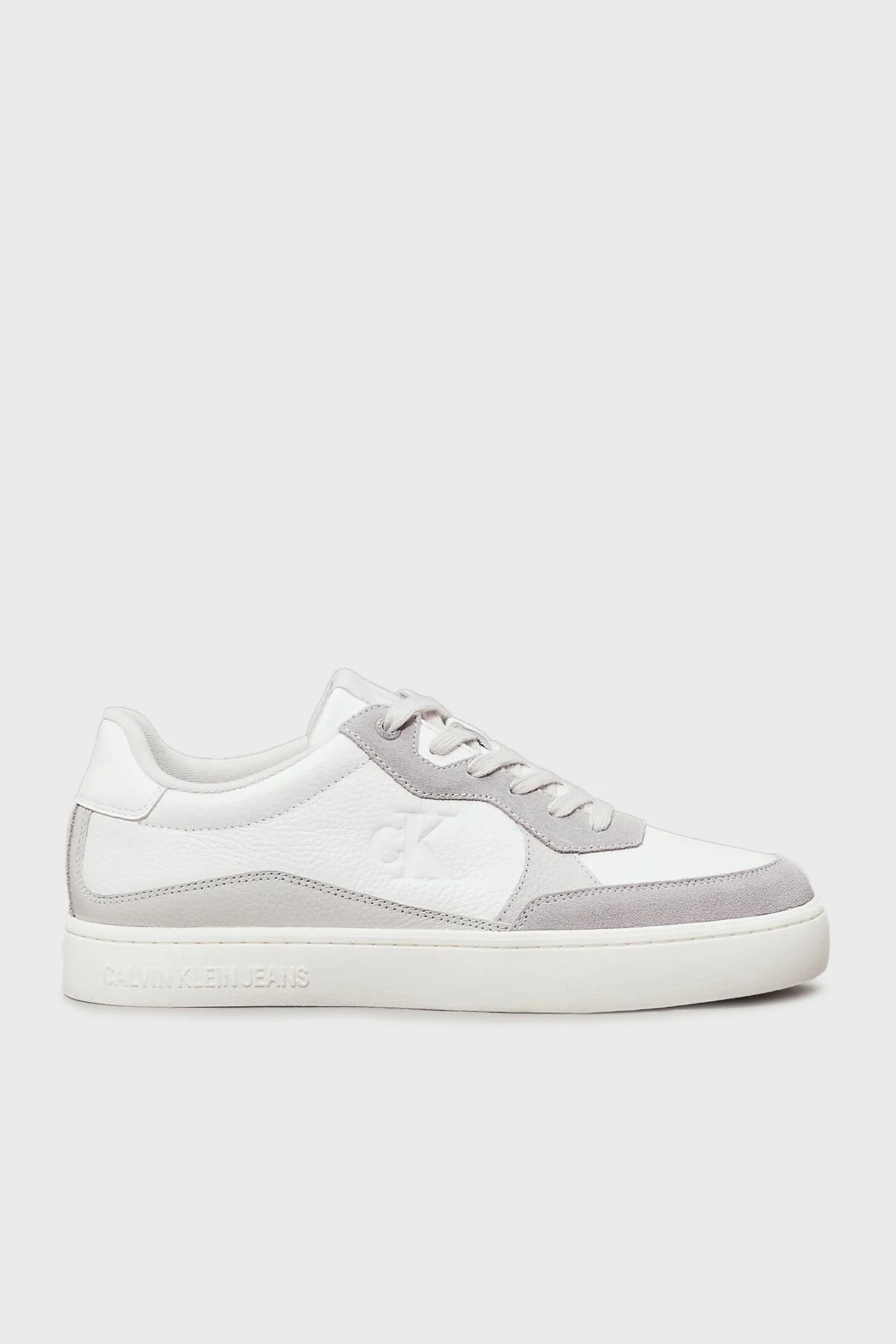 Calvin Klein Deri ve Süet Detaylı Sneaker YM0YM011530IR Erkek Ayakkabı YM0YM01153 0IR BEYAZ-GRİ - 8