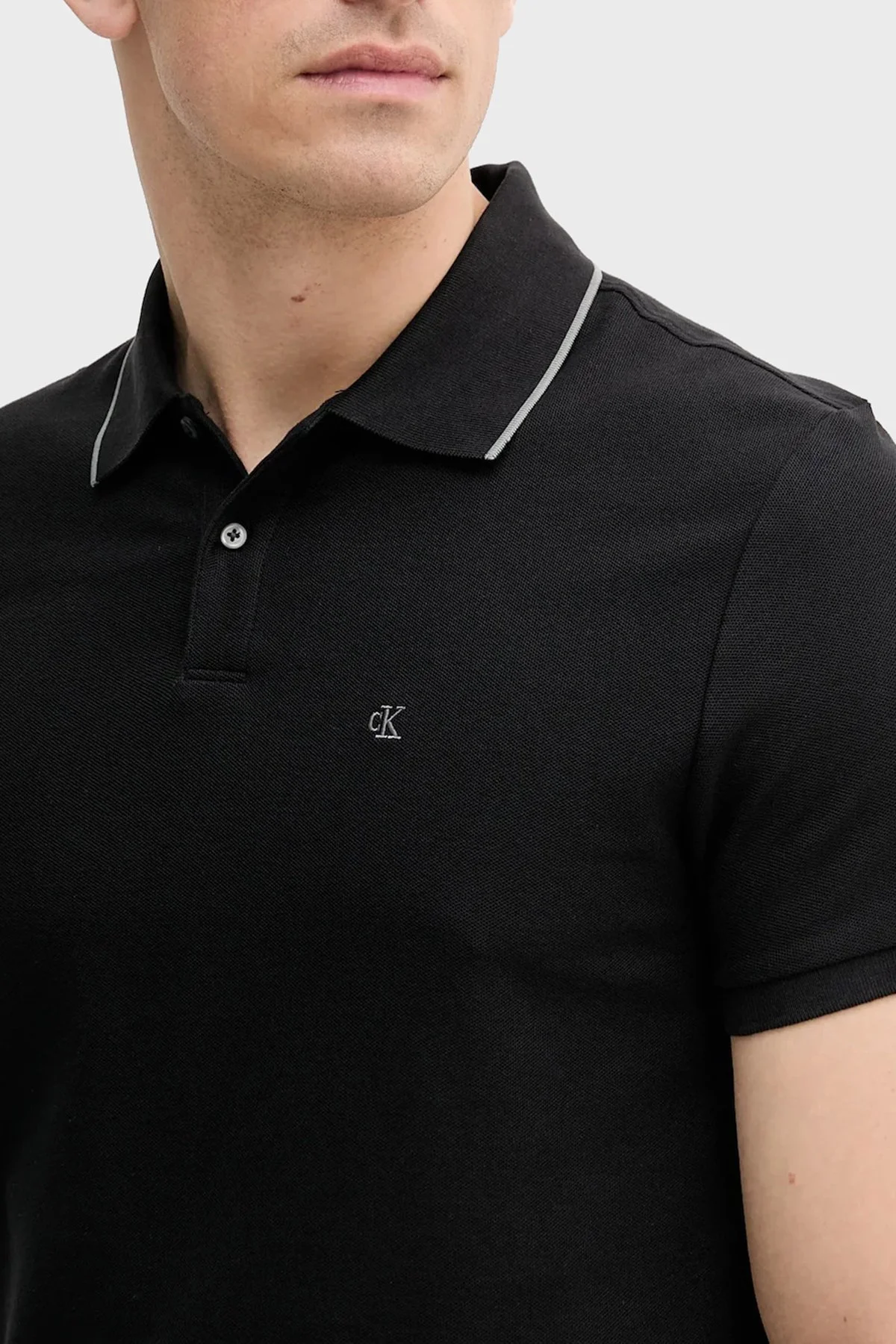 Calvin Klein Desenli % 100 Pamuk Regular Fit Düğmeli LV04LC239GUB1 Erkek Polo LV04LC239G UB1 SİYAH - 4