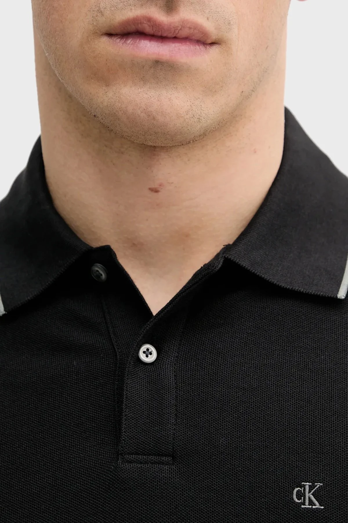 Calvin Klein Desenli % 100 Pamuk Regular Fit Düğmeli LV04LC239GUB1 Erkek Polo LV04LC239G UB1 SİYAH - 5