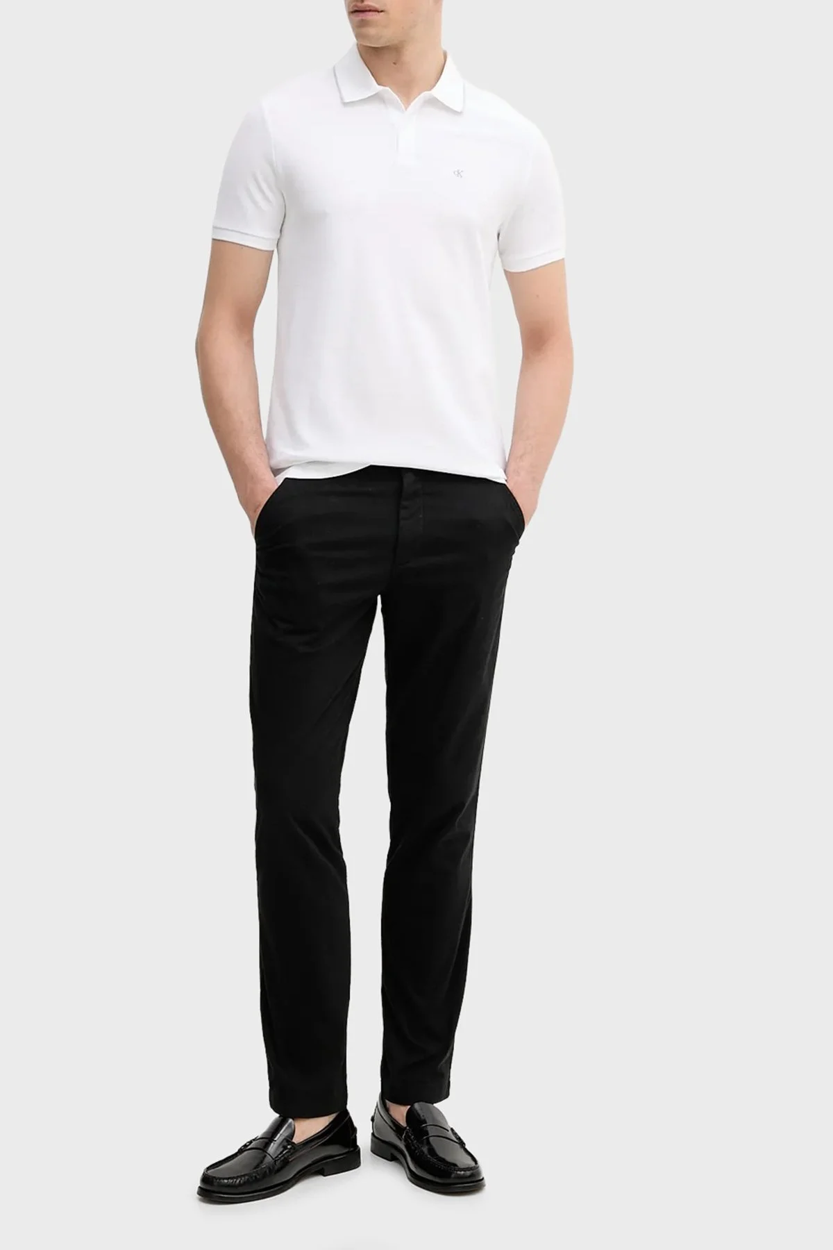 Calvin Klein Desenli % 100 Pamuk Regular Fit Düğmeli LV04LC239GYAF Erkek Polo LV04LC239G YAF BEYAZ - 2