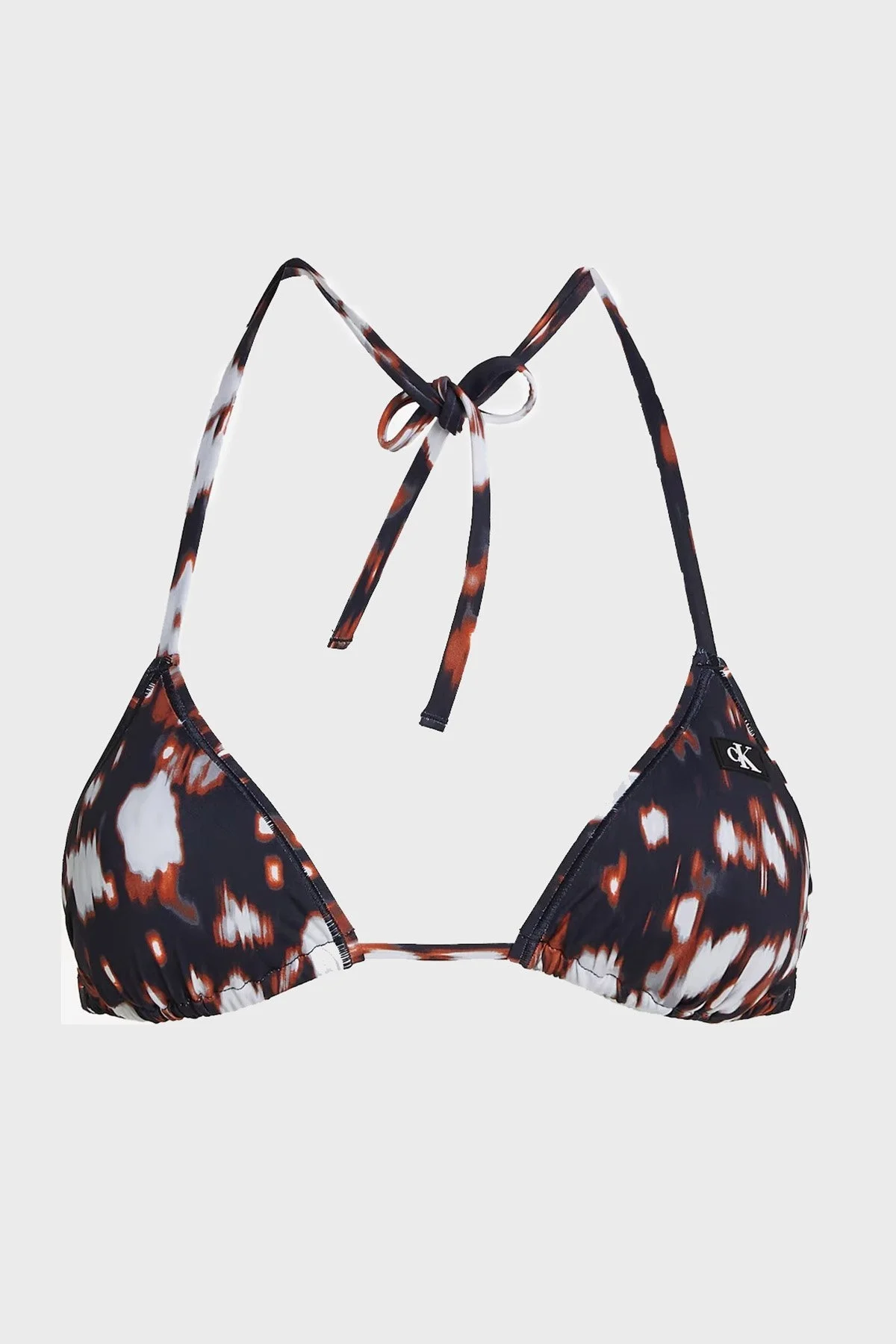 Calvin Klein Desenli Bağlamalı Üçgen KW0KW023430GQ Bayan Bikini Üstü KW0KW02343 0GQ SİYAH - 10