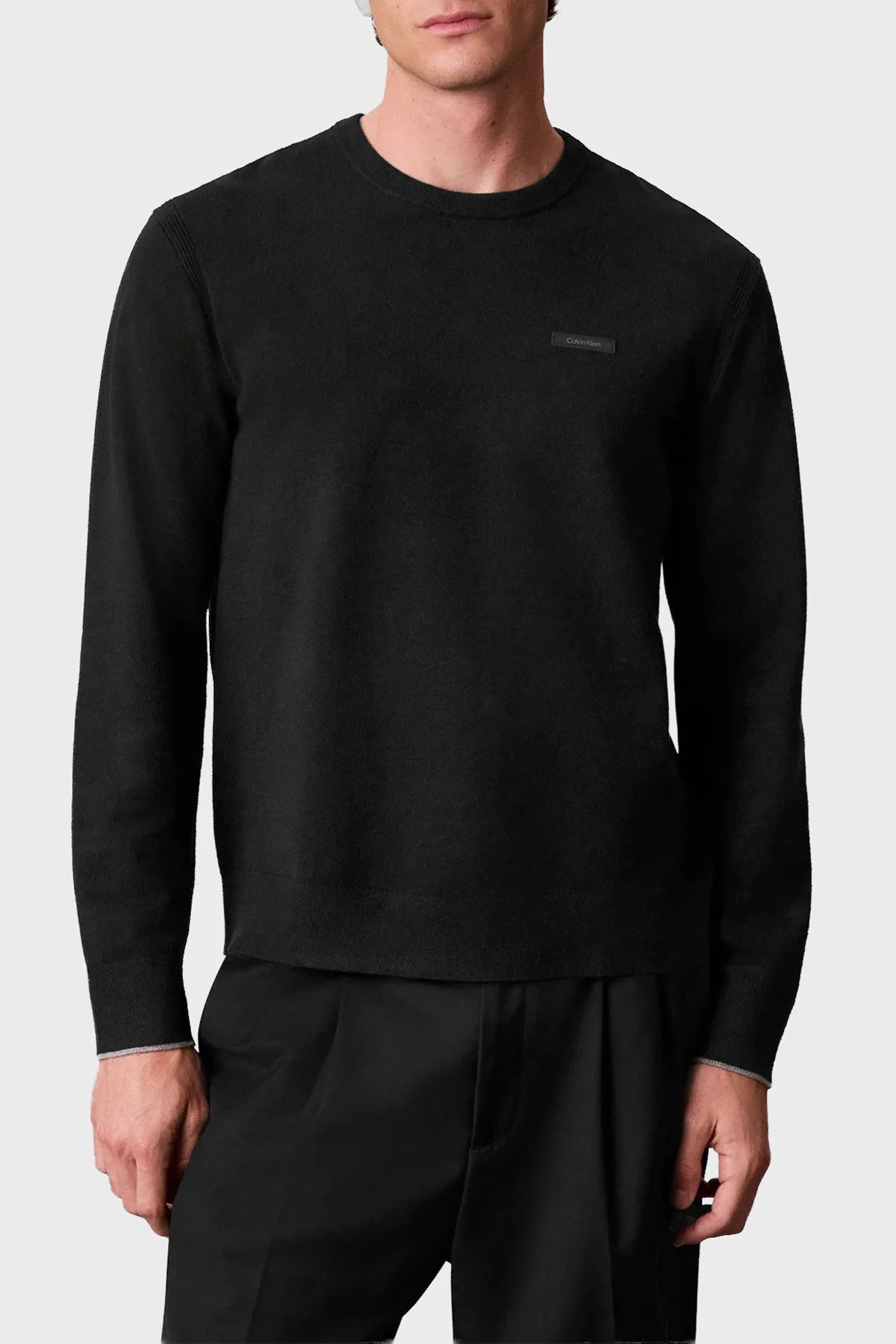 Calvin Klein Desenli Regular Fit Bisiklet Yaka LV04LH307GUB1 Erkek Kazak LV04LH307G UB1 Siyah - 1