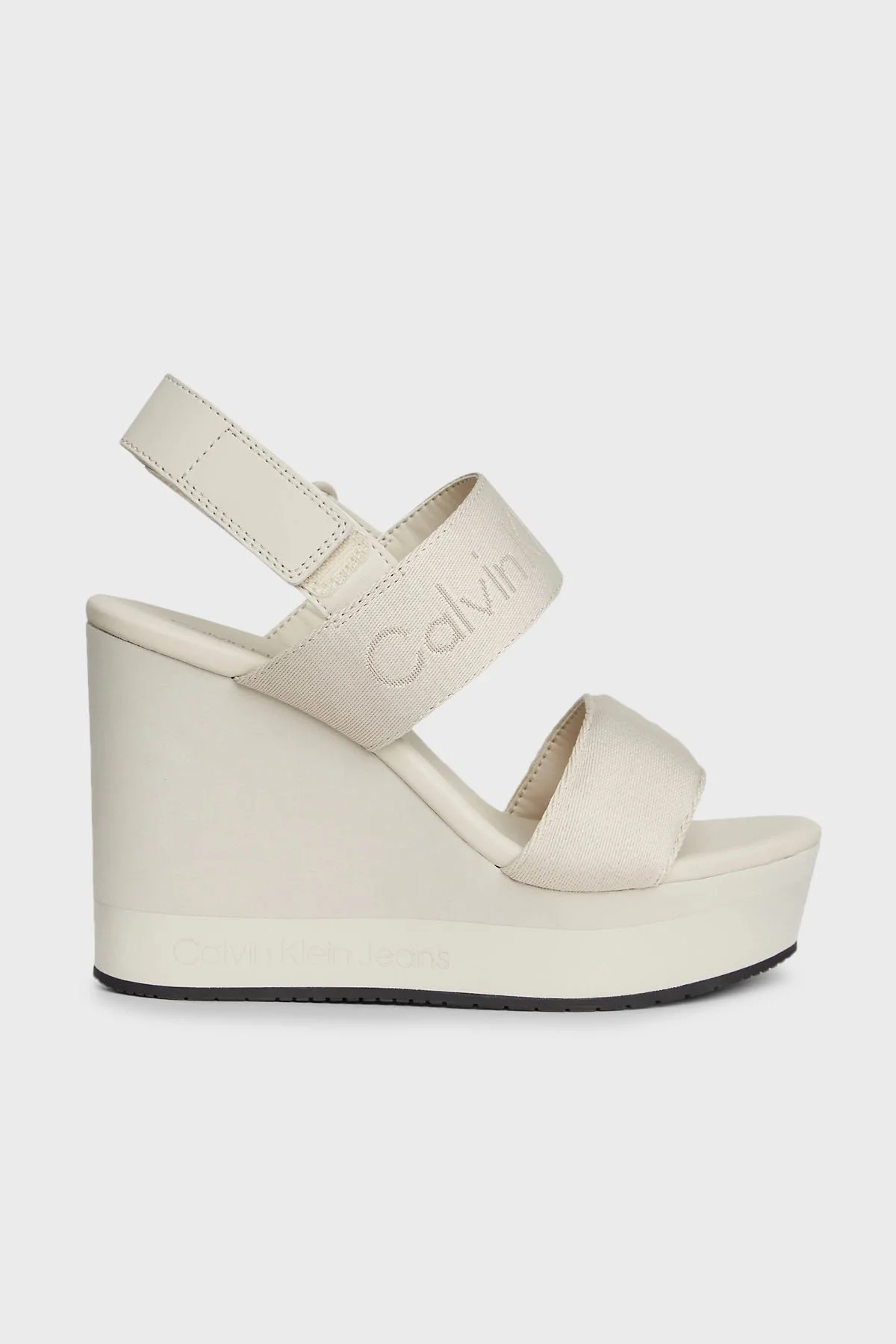 Calvin Klein Dolgu Topuklu YW0YW013600F4 Bayan Sandalet YW0YW01360 0F4 BEJ - 1