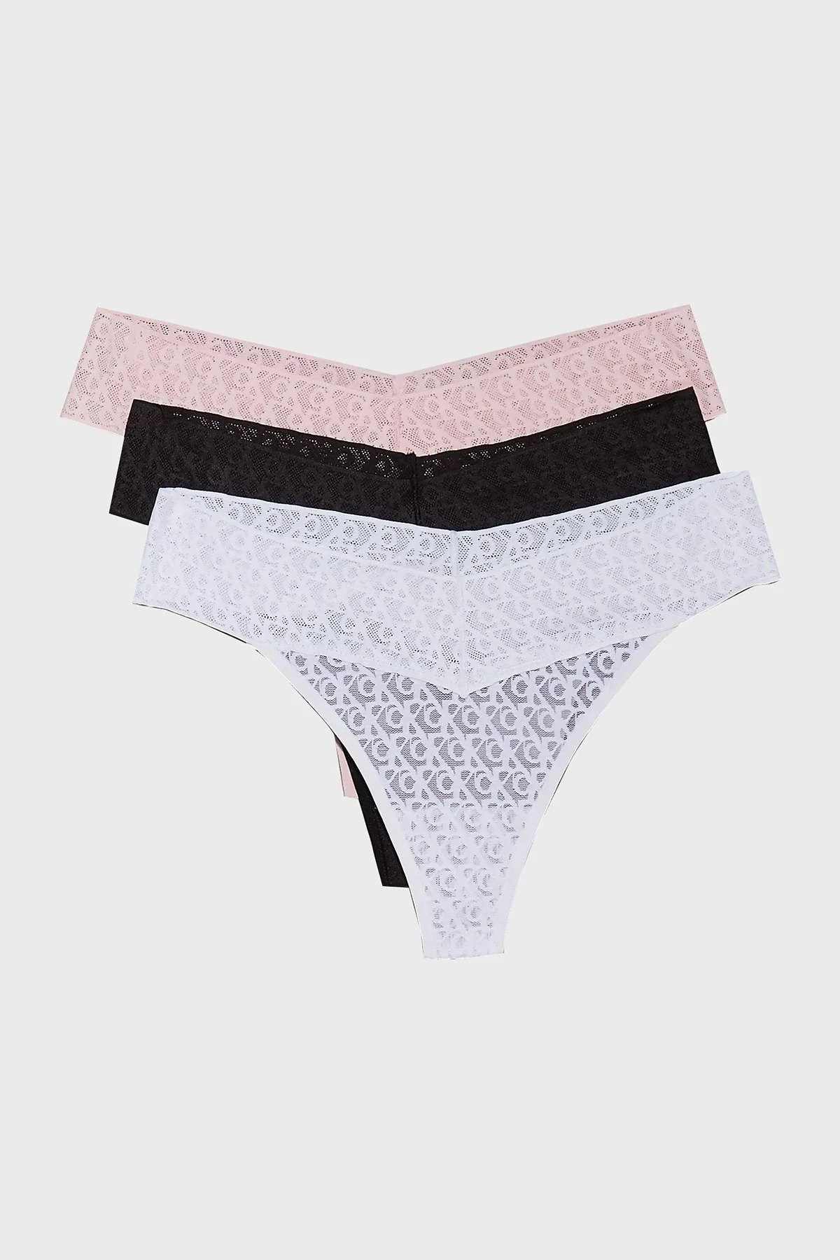 Calvin Klein Düşük Bel Tanga 3 Pack LV00QD5304W5T Bayan Külot LV00QD5304 W5T Beyaz-Pembe-Siyah - 6