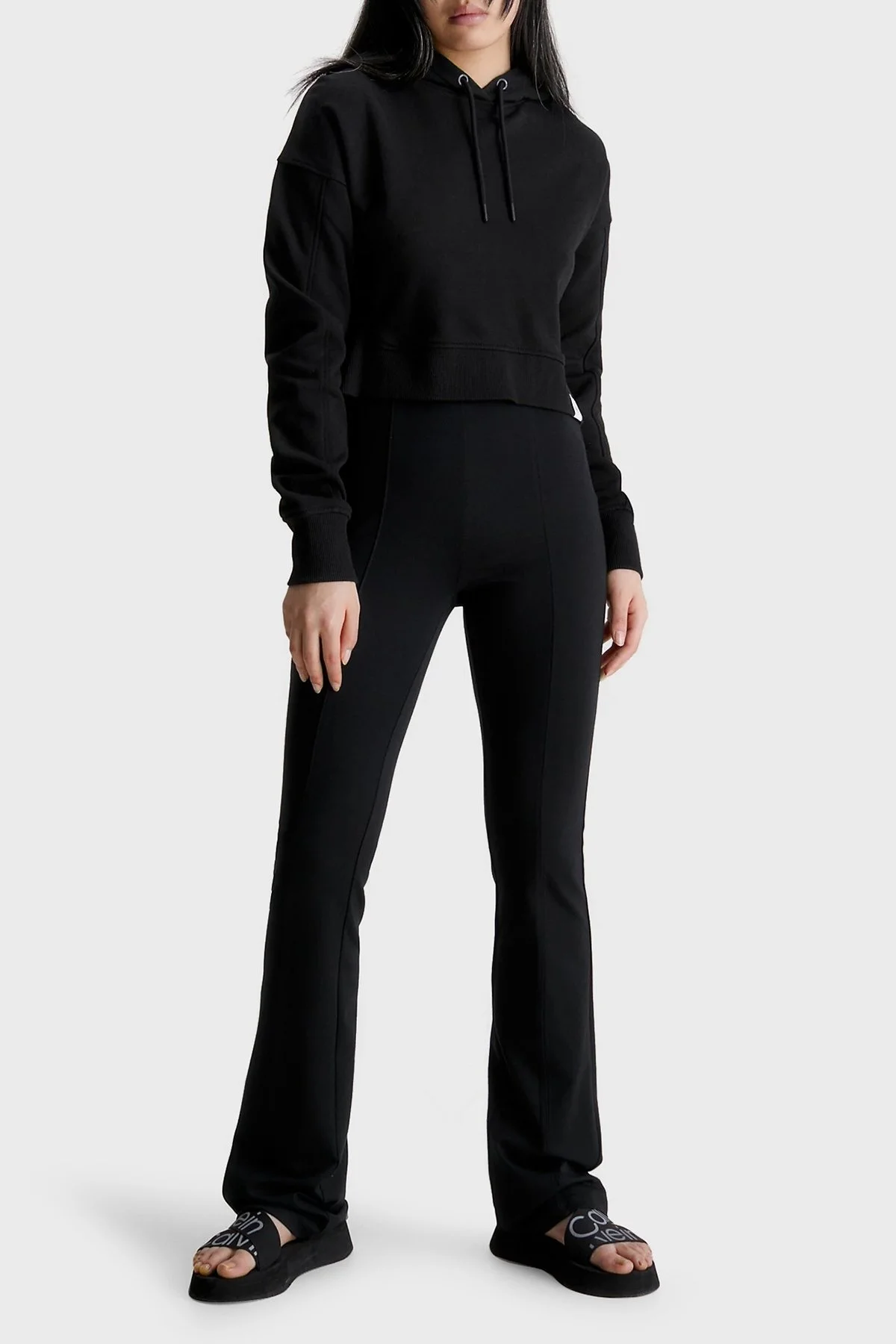 Calvin Klein Elastik Bel Bantlı Dar Kesim Kloş J20J221301BEH Bayan Tayt J20J221301 BEH SİYAH - 4