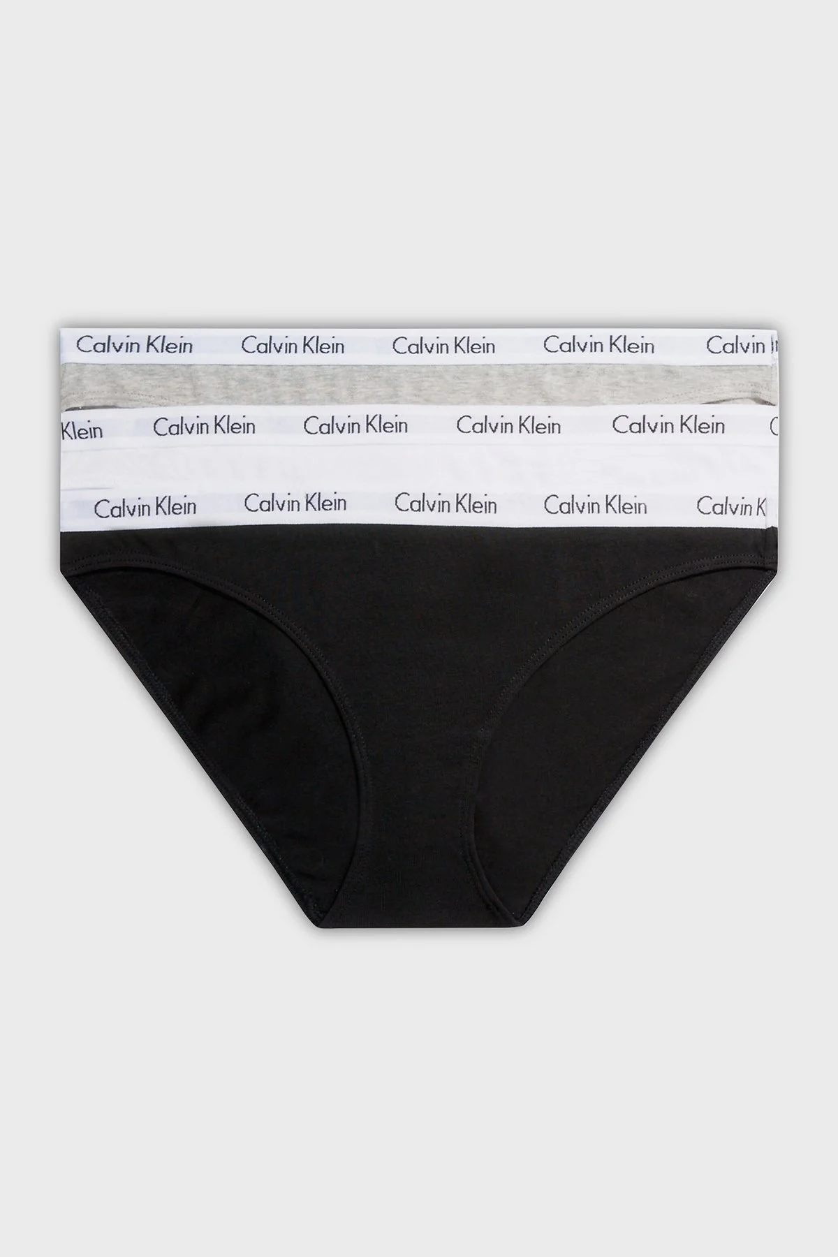 Calvin Klein Elastik Bel Bantlı Pamuklu 3 Pack 000QD3588E999 Bayan Külot 000QD3588E 999 Siyah-Gri-Beyaz - 1