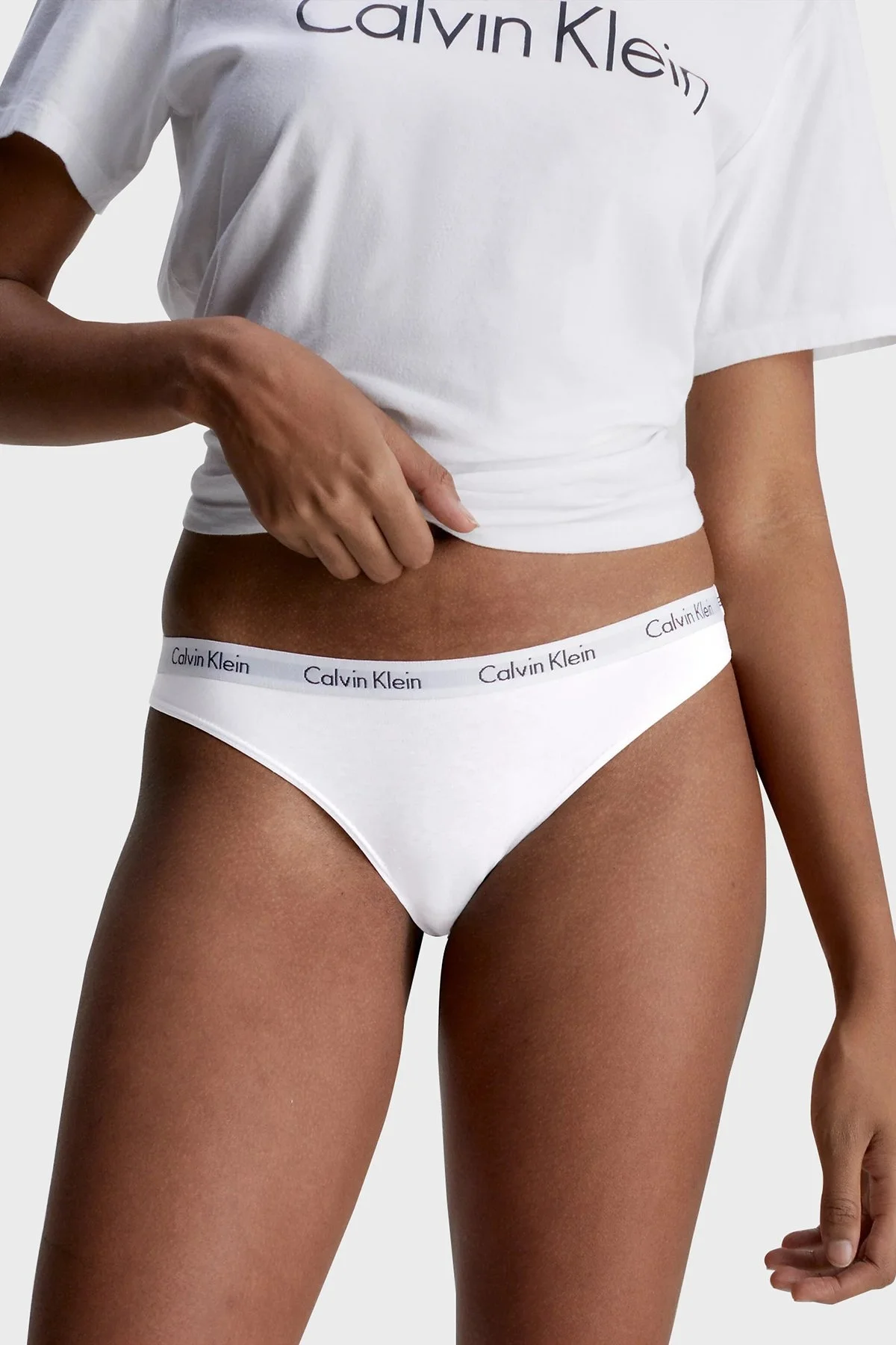 Calvin Klein Elastik Bel Bantlı Pamuklu 3 Pack 000QD3588E999 Bayan Külot 000QD3588E 999 Siyah-Gri-Beyaz - 2