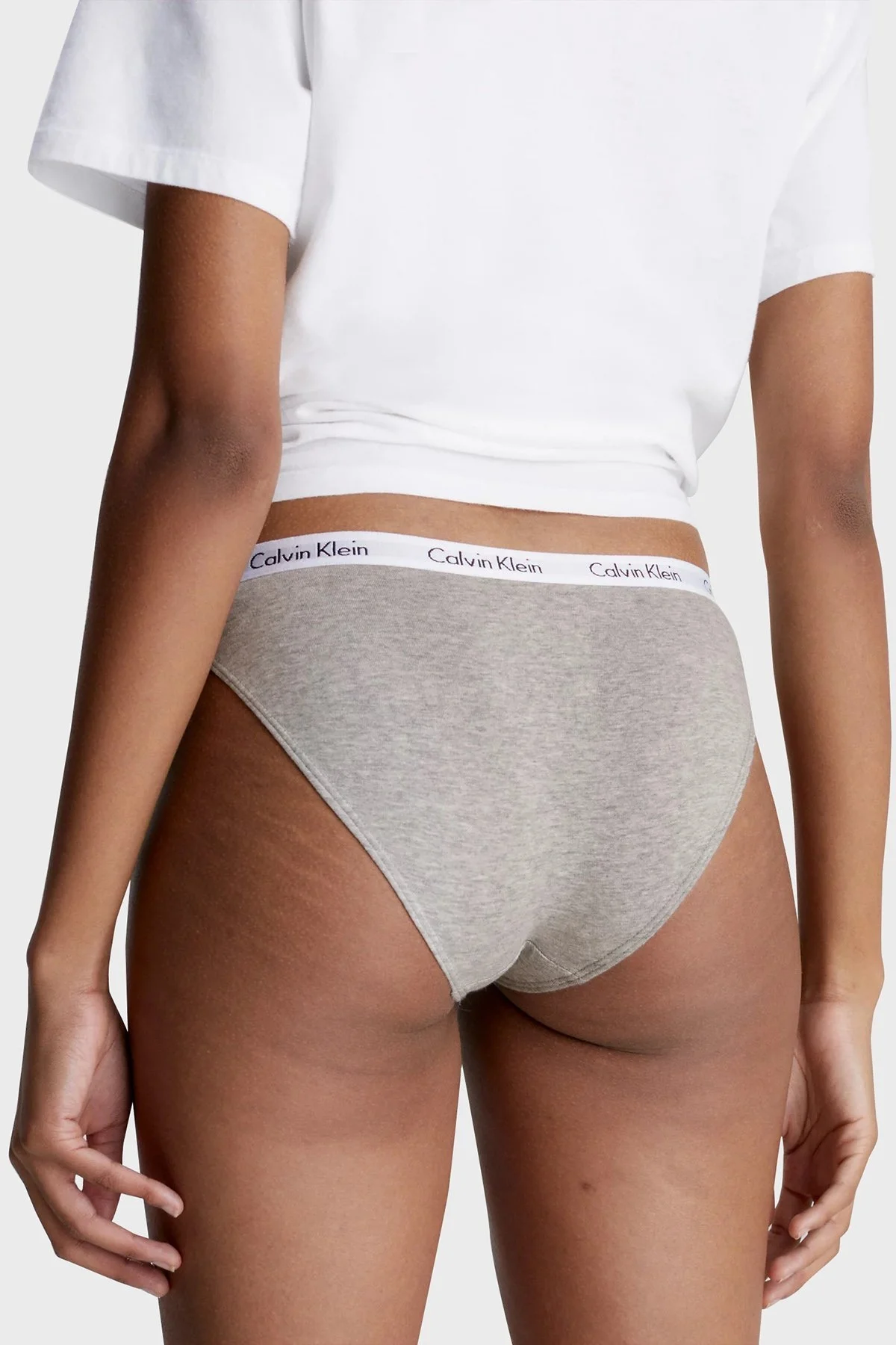 Calvin Klein Elastik Bel Bantlı Pamuklu 3 Pack 000QD3588E999 Bayan Külot 000QD3588E 999 Siyah-Gri-Beyaz - 4