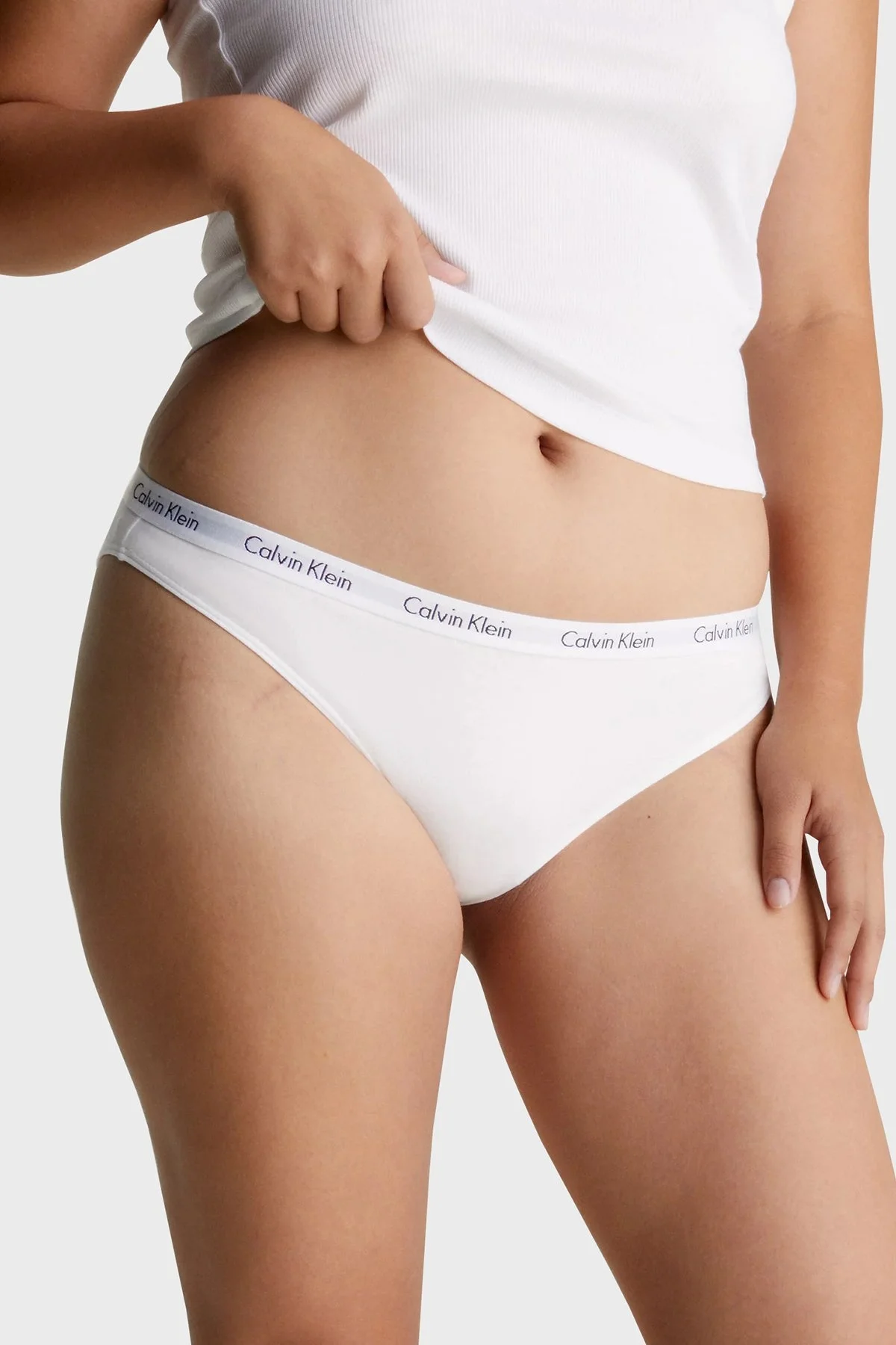 Calvin Klein Elastik Bel Bantlı Pamuklu 3 Pack 000QD3588EHVN Bayan Külot 000QD3588E HVN Siyah-Beyaz-Lila - 2