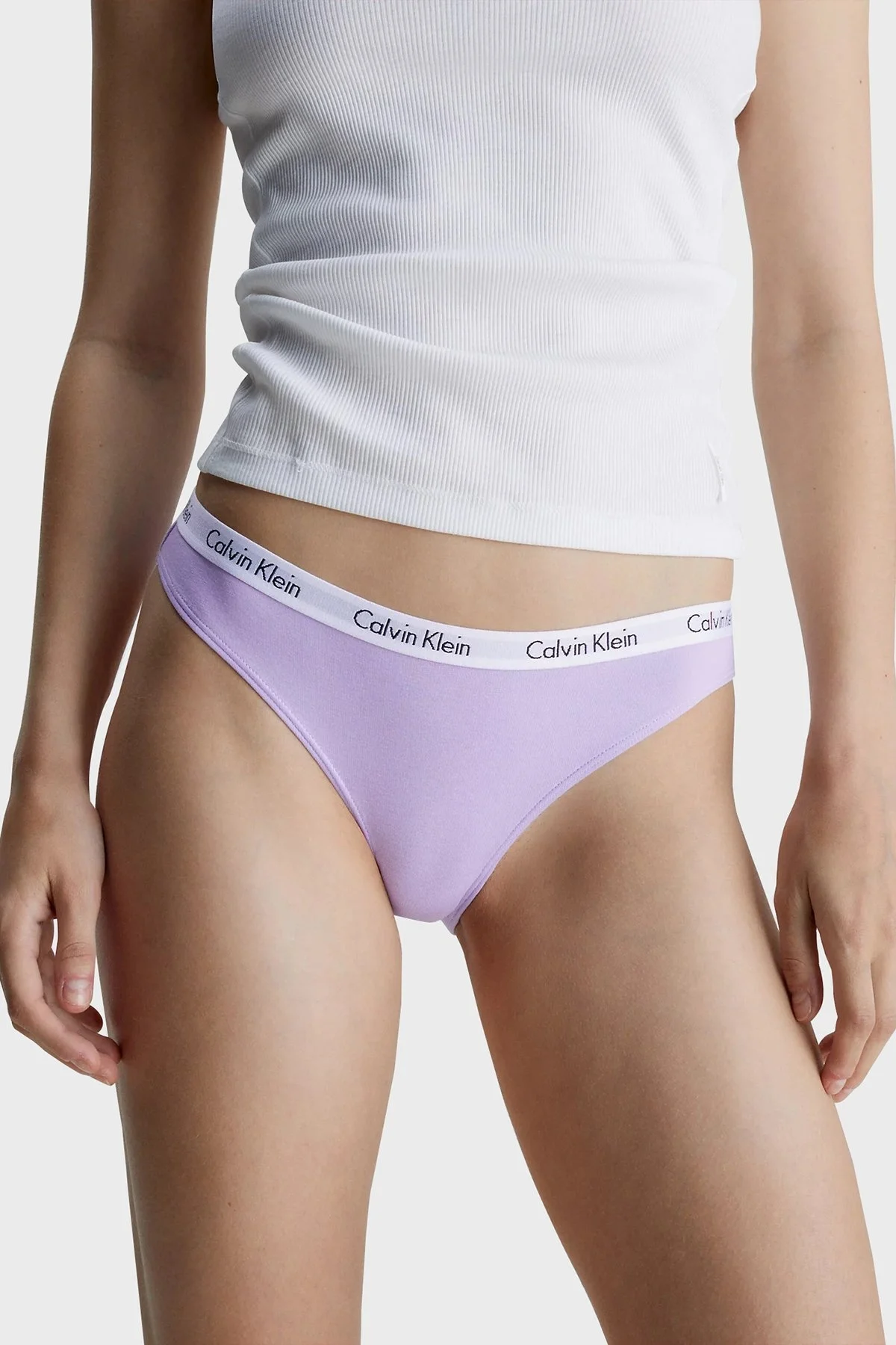 Calvin Klein Elastik Bel Bantlı Pamuklu 3 Pack 000QD3588EHVN Bayan Külot 000QD3588E HVN Siyah-Beyaz-Lila - 3