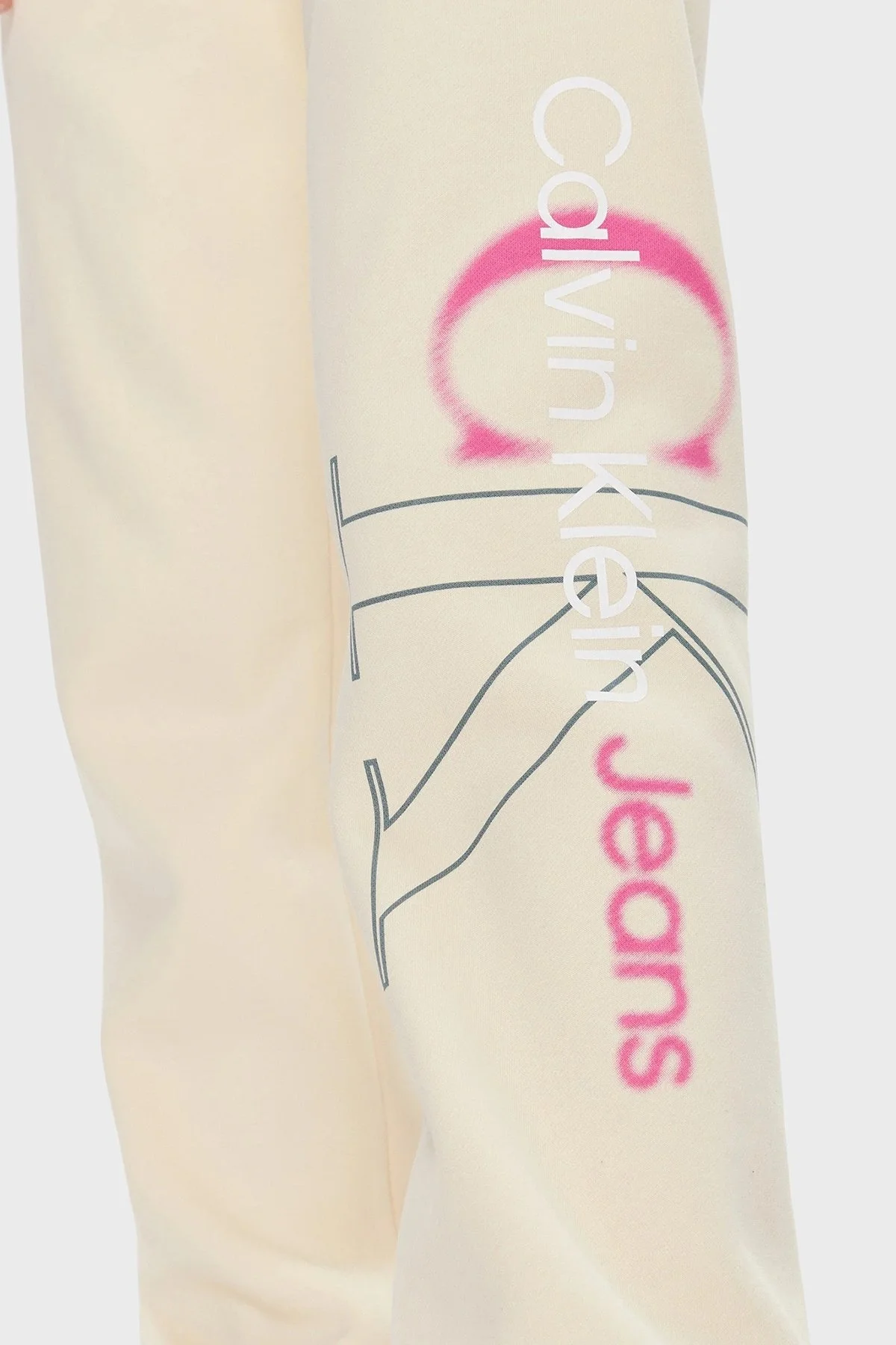 Calvin Klein Elastik Bel Bantlı Pamuklu Relaxed Fit Jogger J20J222606ZCY Bayan Pantolon J20J222606 ZCY EKRU - 4