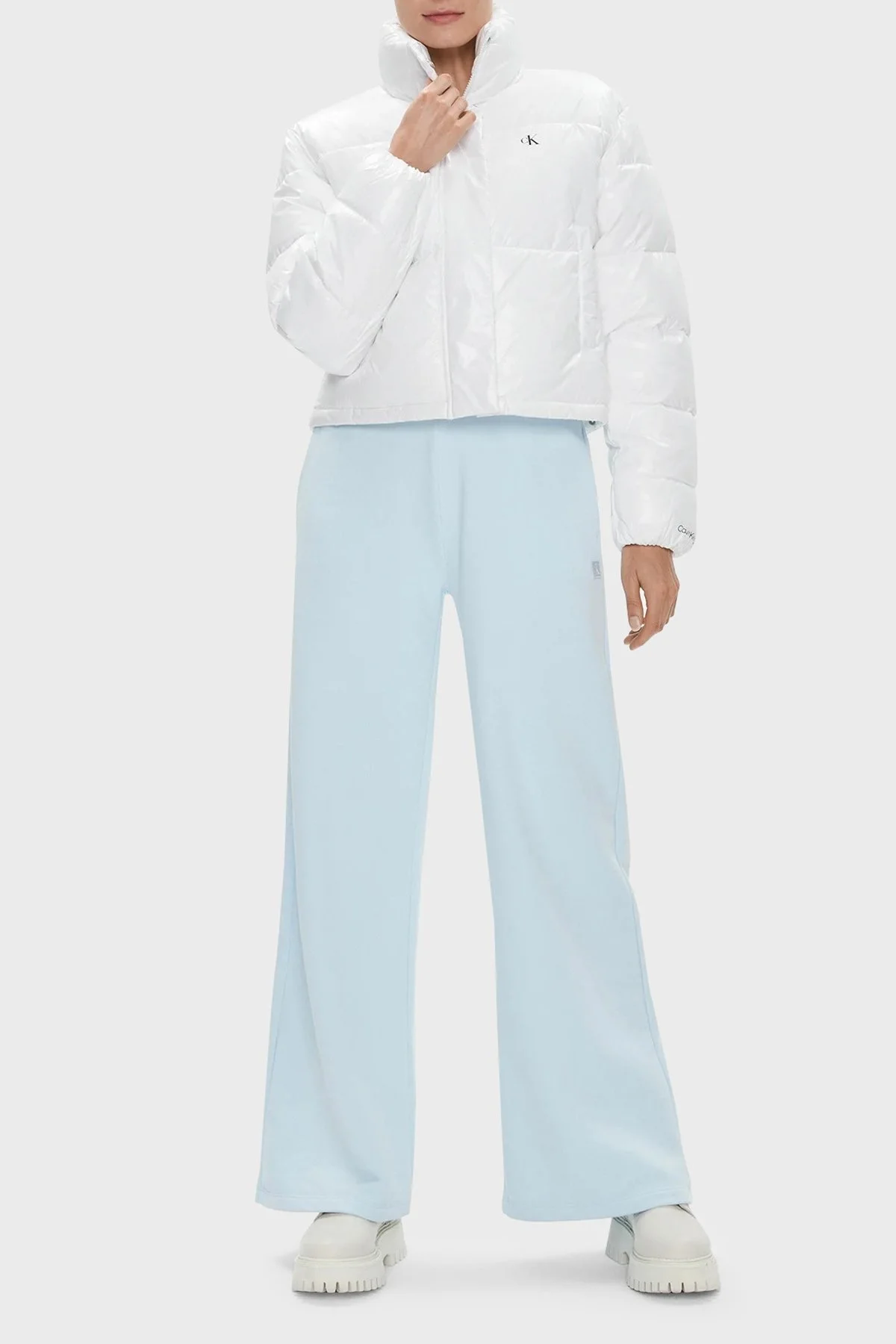 Calvin Klein Elastik Bel Bantlı Yüksek Bel Relaxed Fit J20J222597CYR Bayan Pantolon J20J222597 CYR AÇIK MAVİ - 1