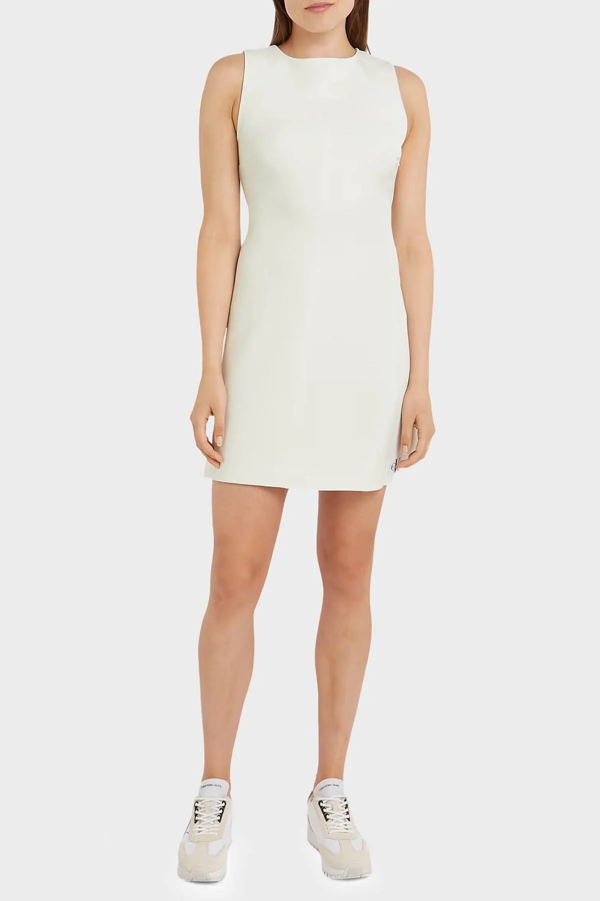 Calvin Klein Esnek Fitted Sırt Dekolteli Mini J20J223063CGA Bayan Elbise J20J223063 CGA TAŞ - 1