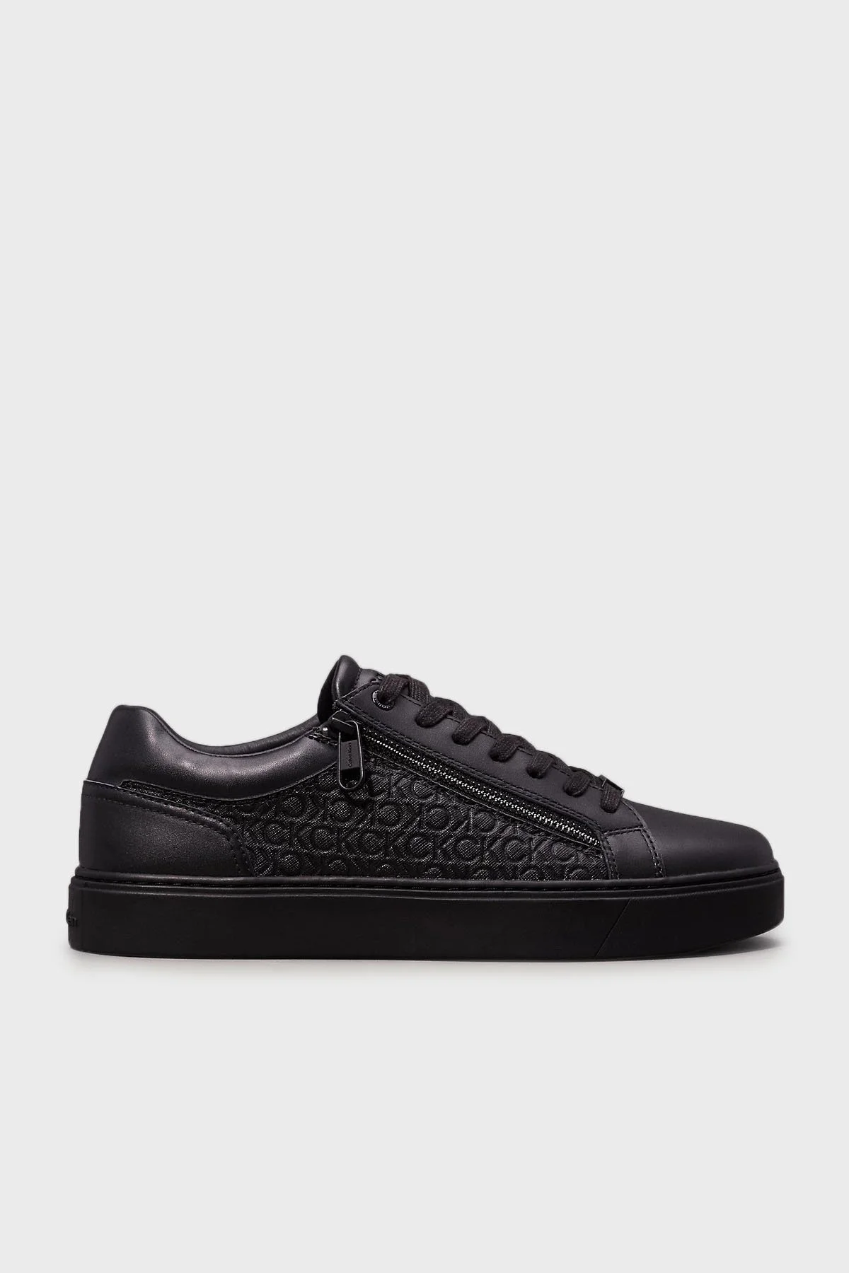 Calvin Klein Fermuar Detaylı Deri Sneaker HM0HM014960GT Erkek Ayakkabı HM0HM01496 0GT SİYAH - 1