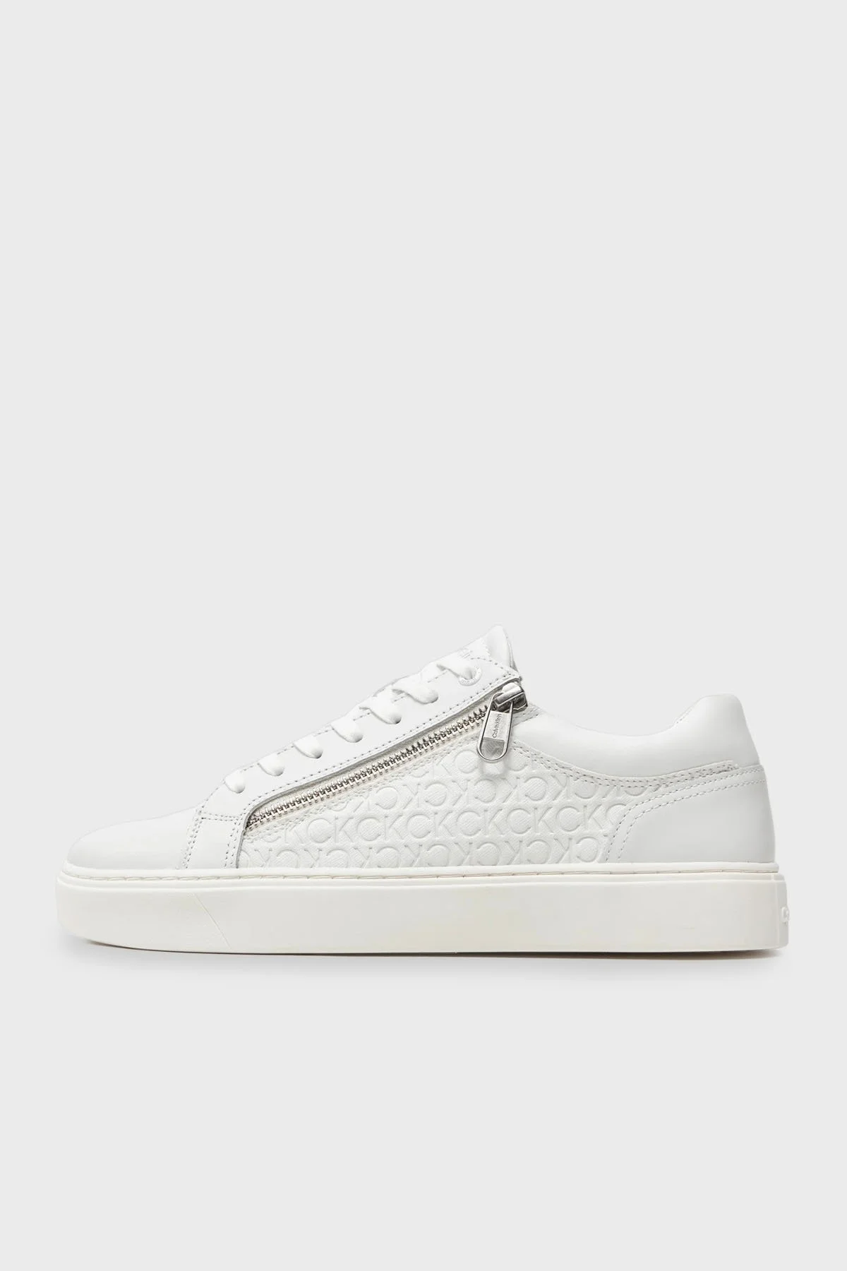 Calvin Klein Fermuar Detaylı Deri Sneaker HM0HM014960LB Erkek Ayakkabı HM0HM01496 0LB BEYAZ - 2