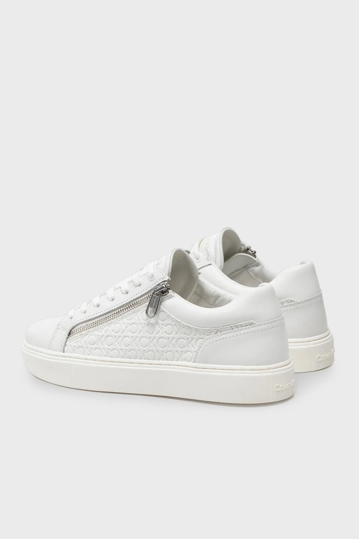Calvin Klein Fermuar Detaylı Deri Sneaker HM0HM014960LB Erkek Ayakkabı HM0HM01496 0LB BEYAZ - 3
