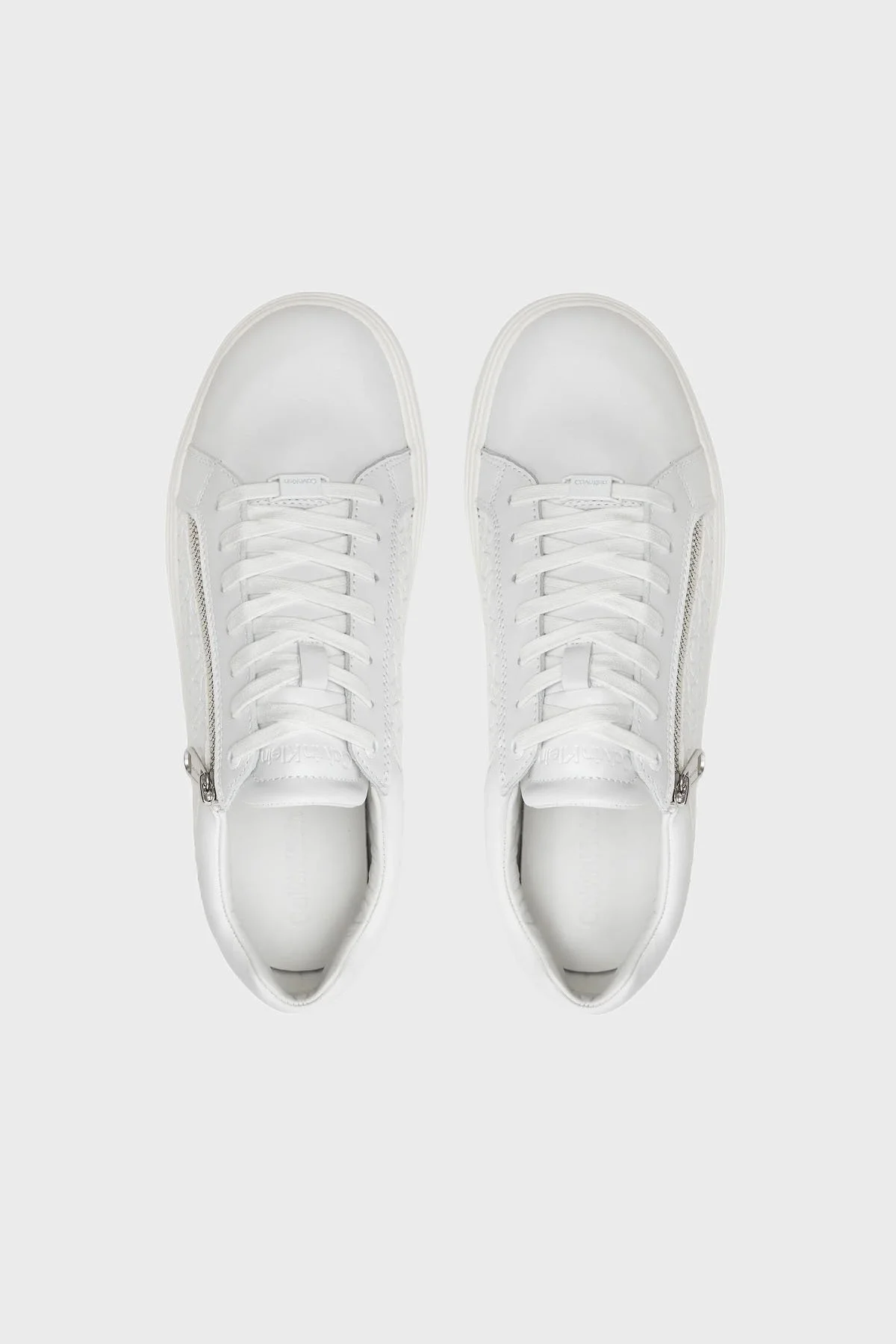Calvin Klein Fermuar Detaylı Deri Sneaker HM0HM014960LB Erkek Ayakkabı HM0HM01496 0LB BEYAZ - 5